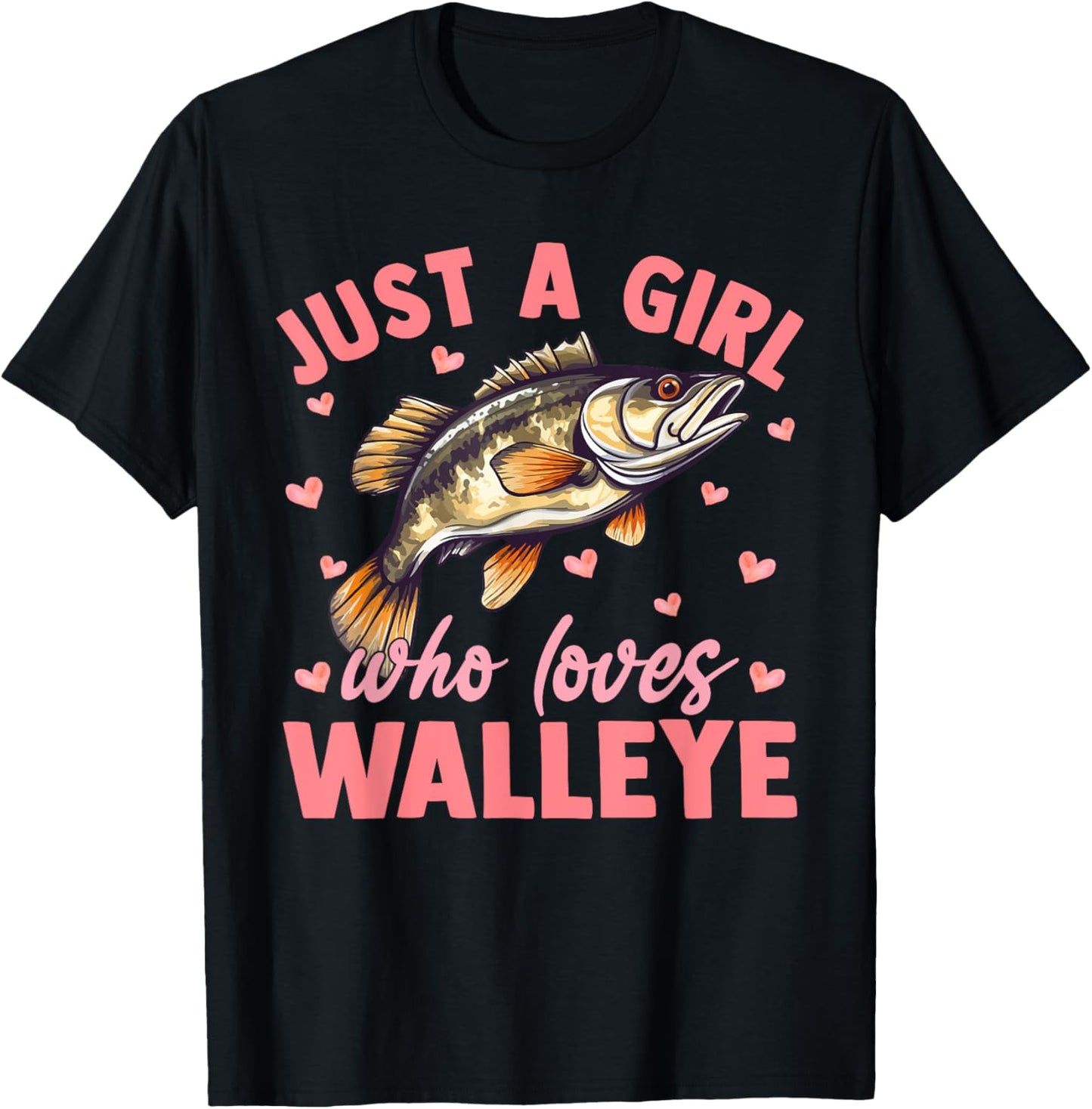 Floral Walleye Fish Just A Girl Who Loves Walleye T-Shirt - T-Shirt | Black