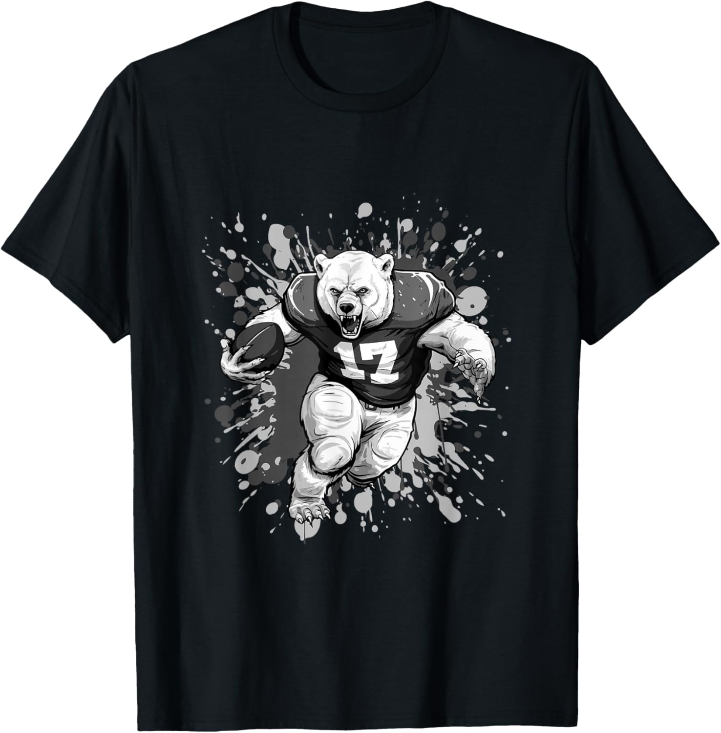 Polar Bear Playing American Football Team Animal T-Shirt - T-Shirt | Black