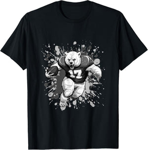 Polar Bear Playing American Football Team Animal T-Shirt - T-Shirt | Black