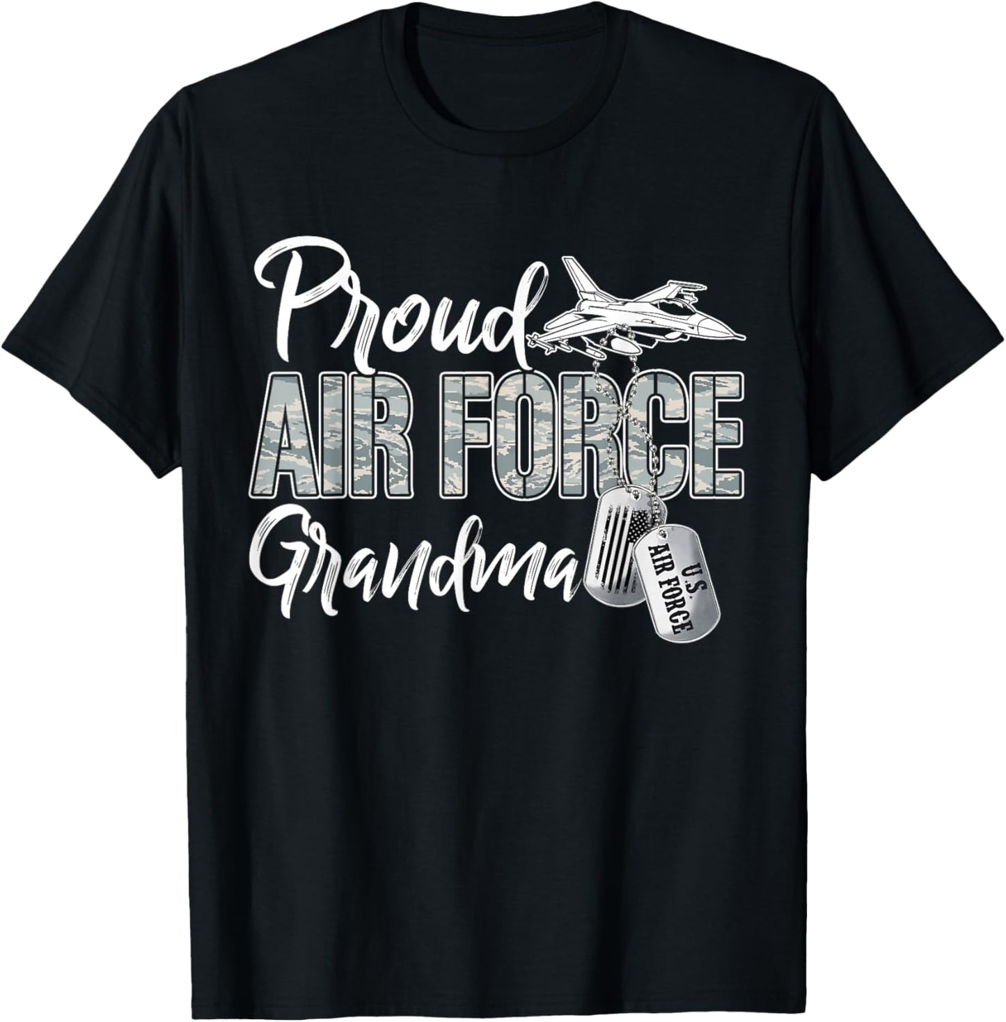Proud Air Force Grandma US Military Family Matching Military T-Shirt - T-Shirt | Black