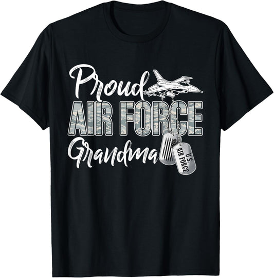 Proud Air Force Grandma US Military Family Matching Military T-Shirt - T-Shirt | Black
