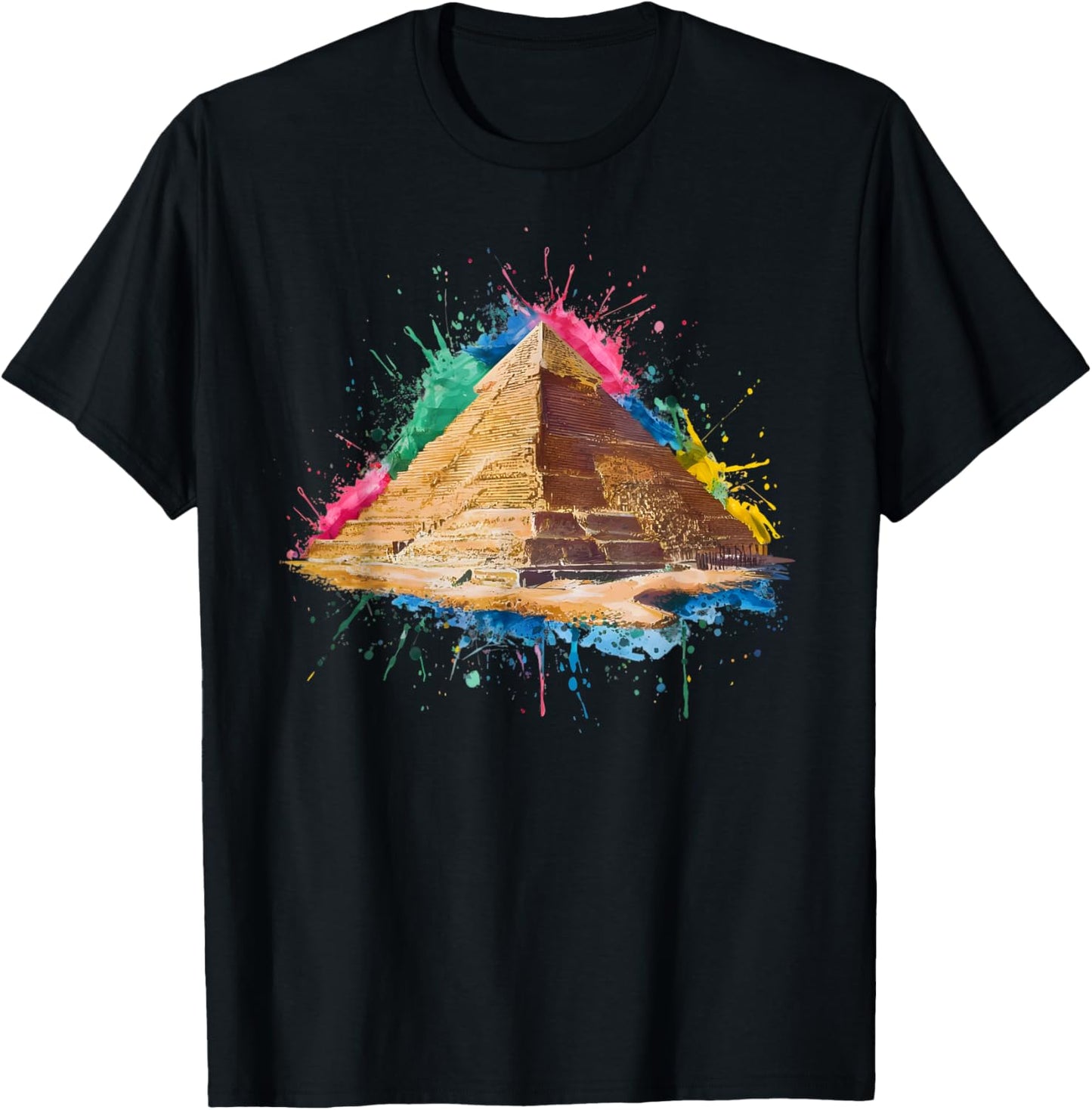 Colorful Egyptian Pyramid T-Shirt - T-Shirt | Black