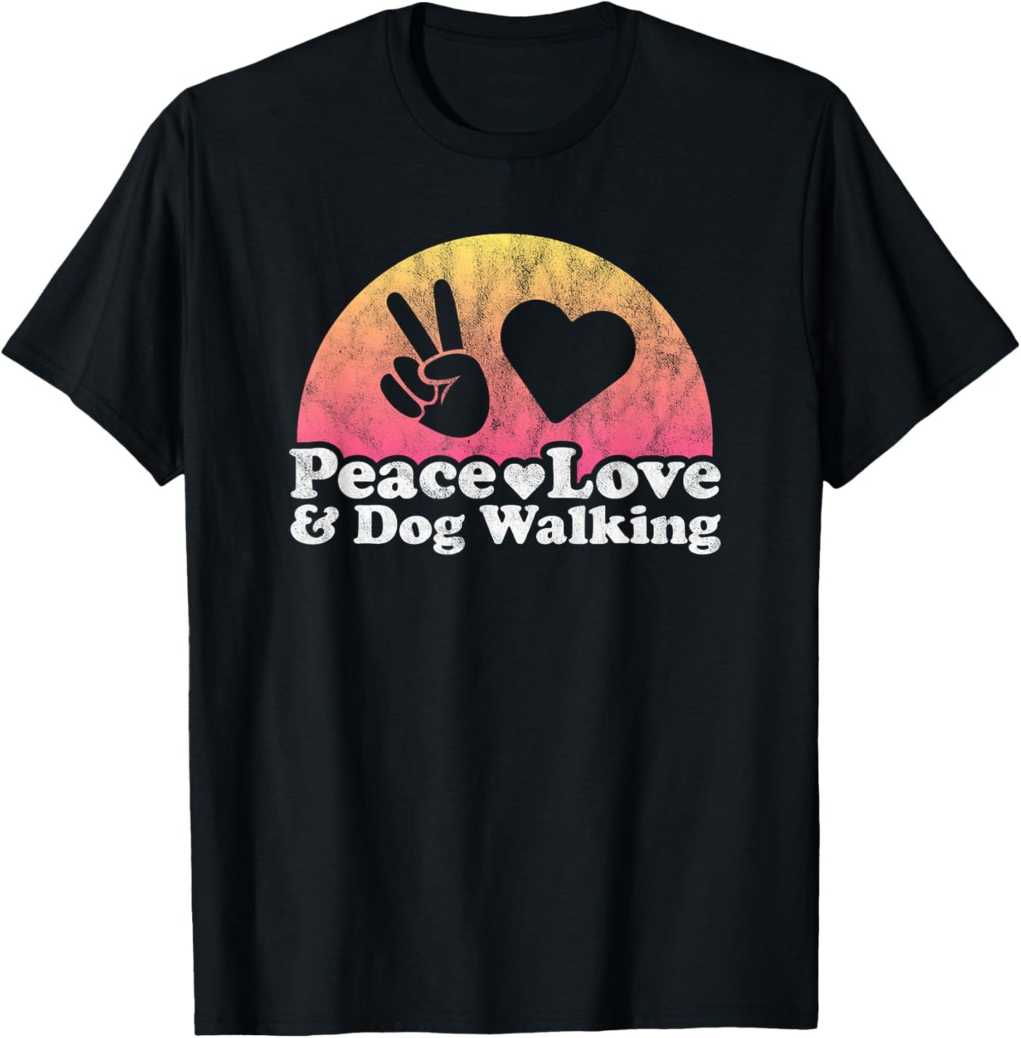 Peace Love and Dog Walking Dog Walker Men Women Kids T-Shirt - T-Shirt | Black