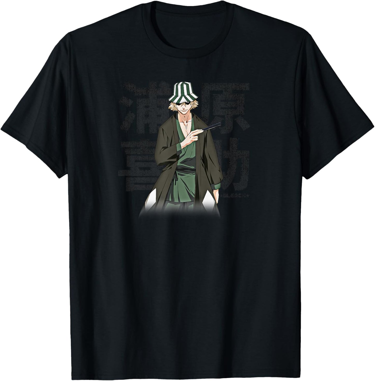 Bleach Kisuke Urahara Square Distressed Anime T-Shirt - T-Shirt | Black
