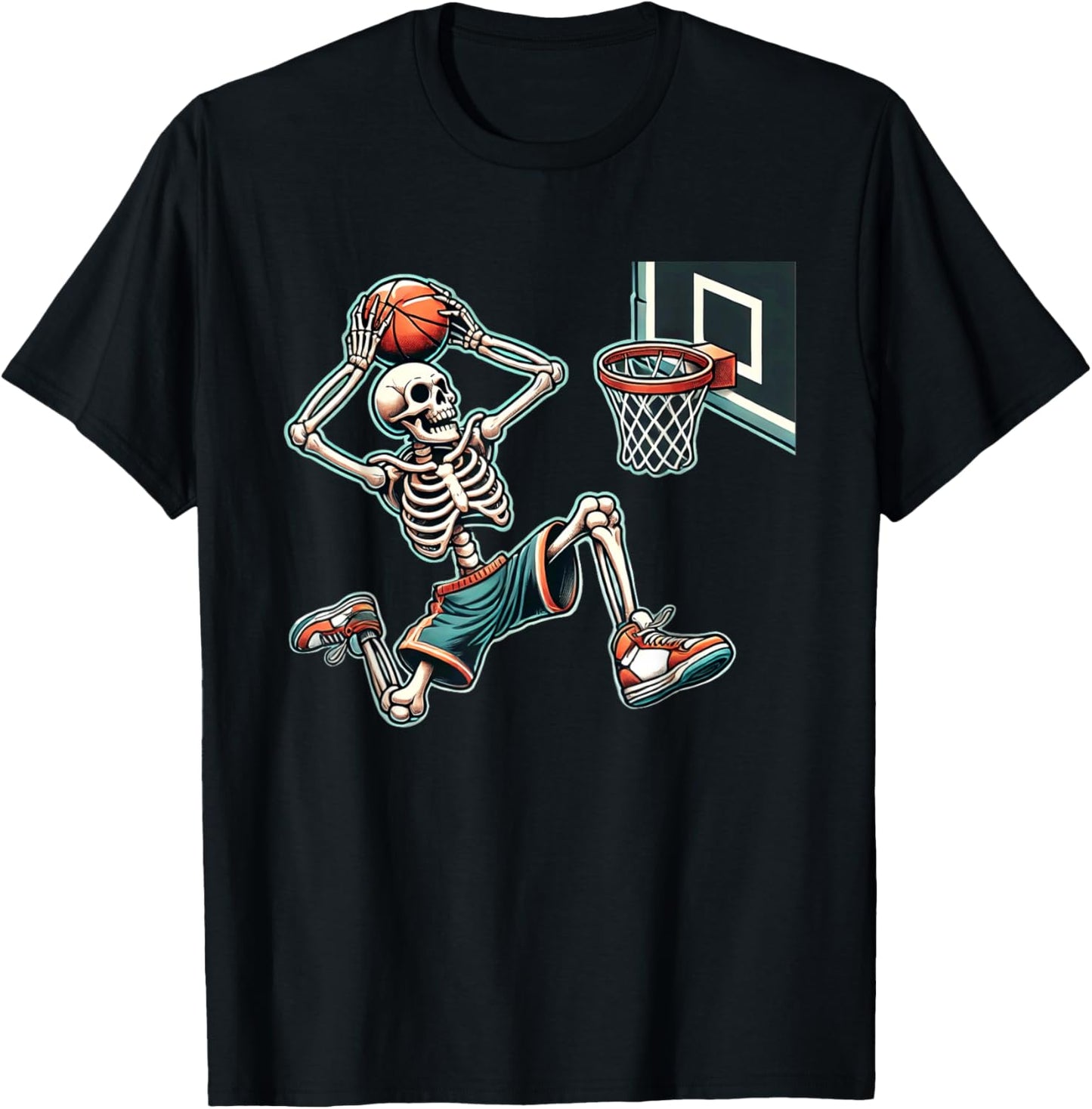 Halloween Basketball Skeleton Basketball Lover T-Shirt - T-Shirt | Black