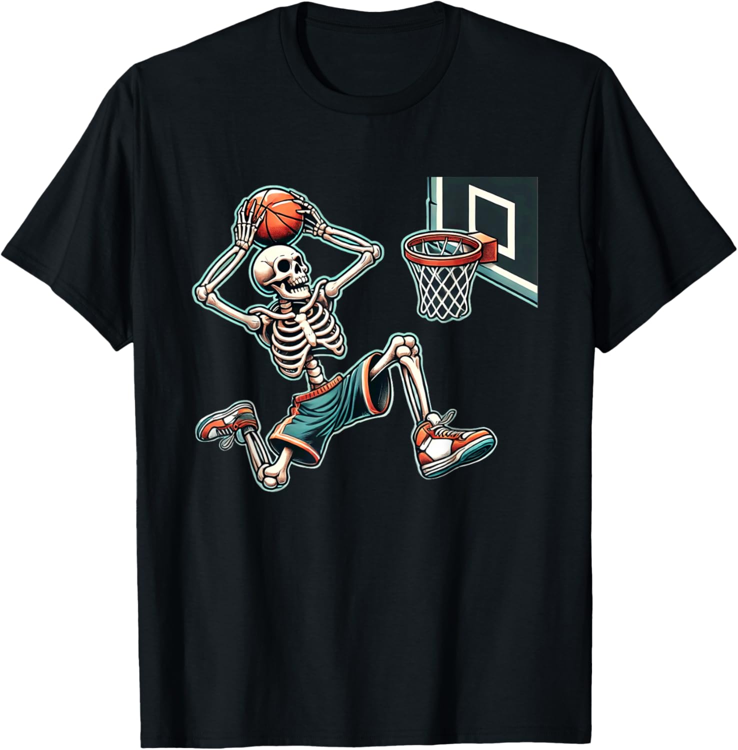 Halloween Basketball Skeleton Basketball Lover T-Shirt - T-Shirt | Black