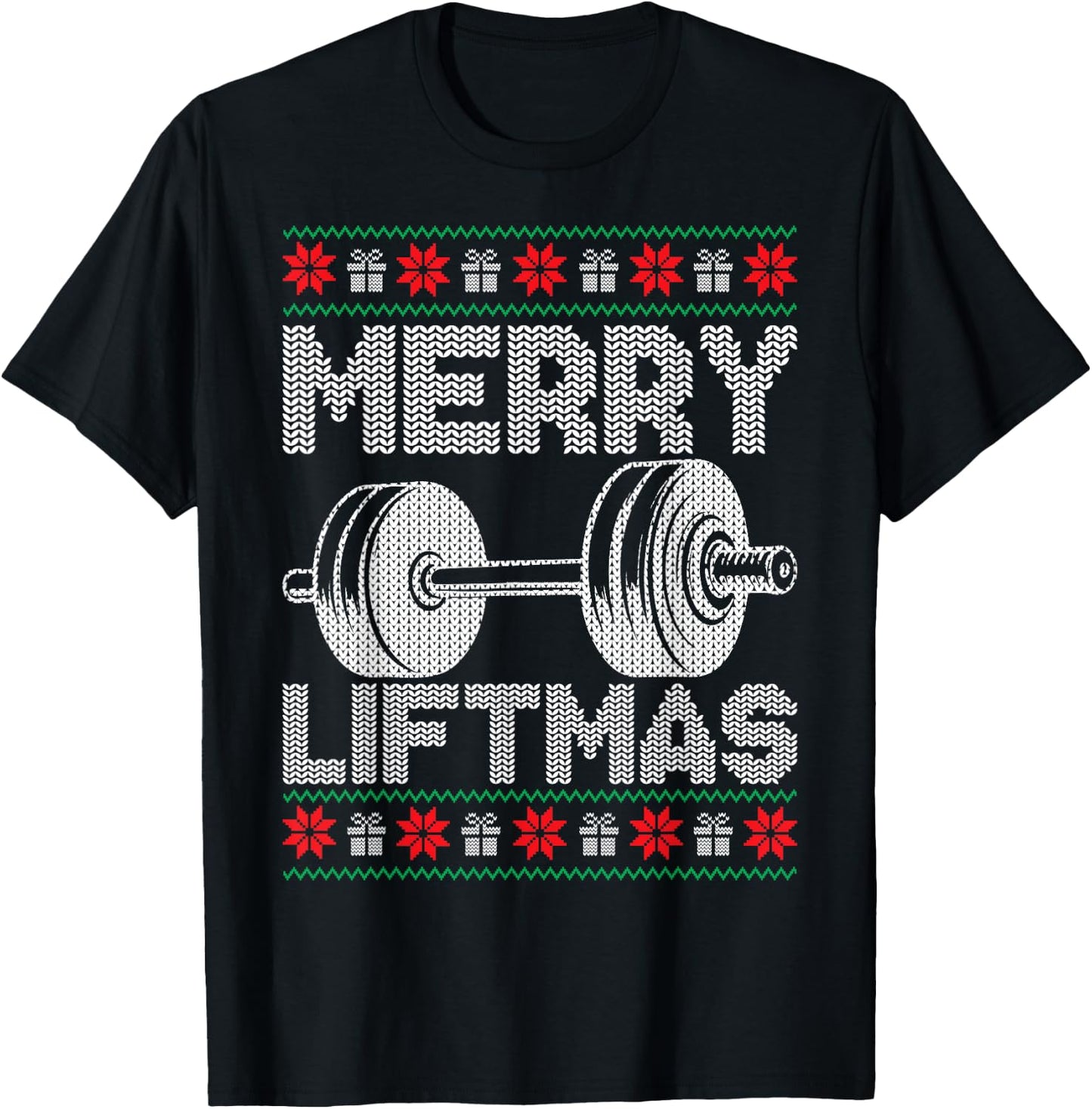 Merry Liftmas Ugly Christmas Gym Workout Funny Fitness T-Shirt - T-Shirt | Black