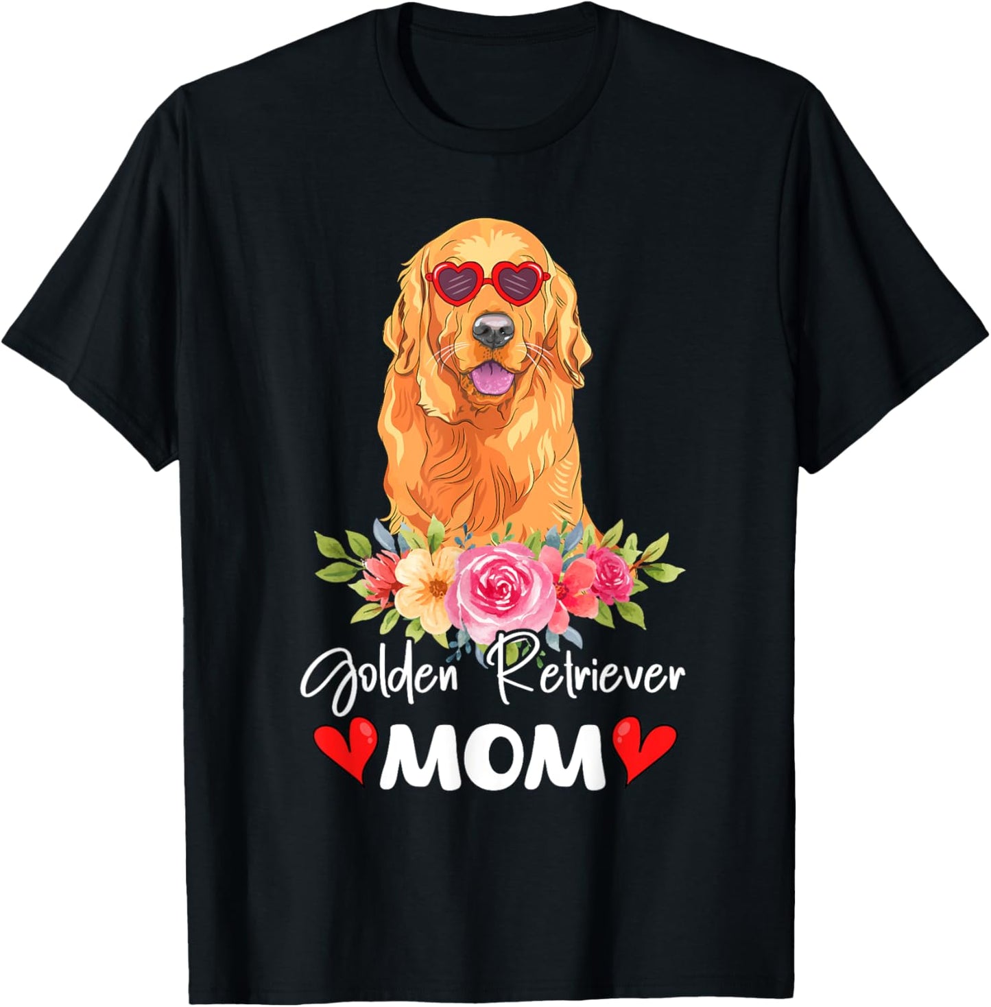 Golden Retriever Mom Mama Sunglasses Dog Lover Owner T-Shirt - T-Shirt | Black