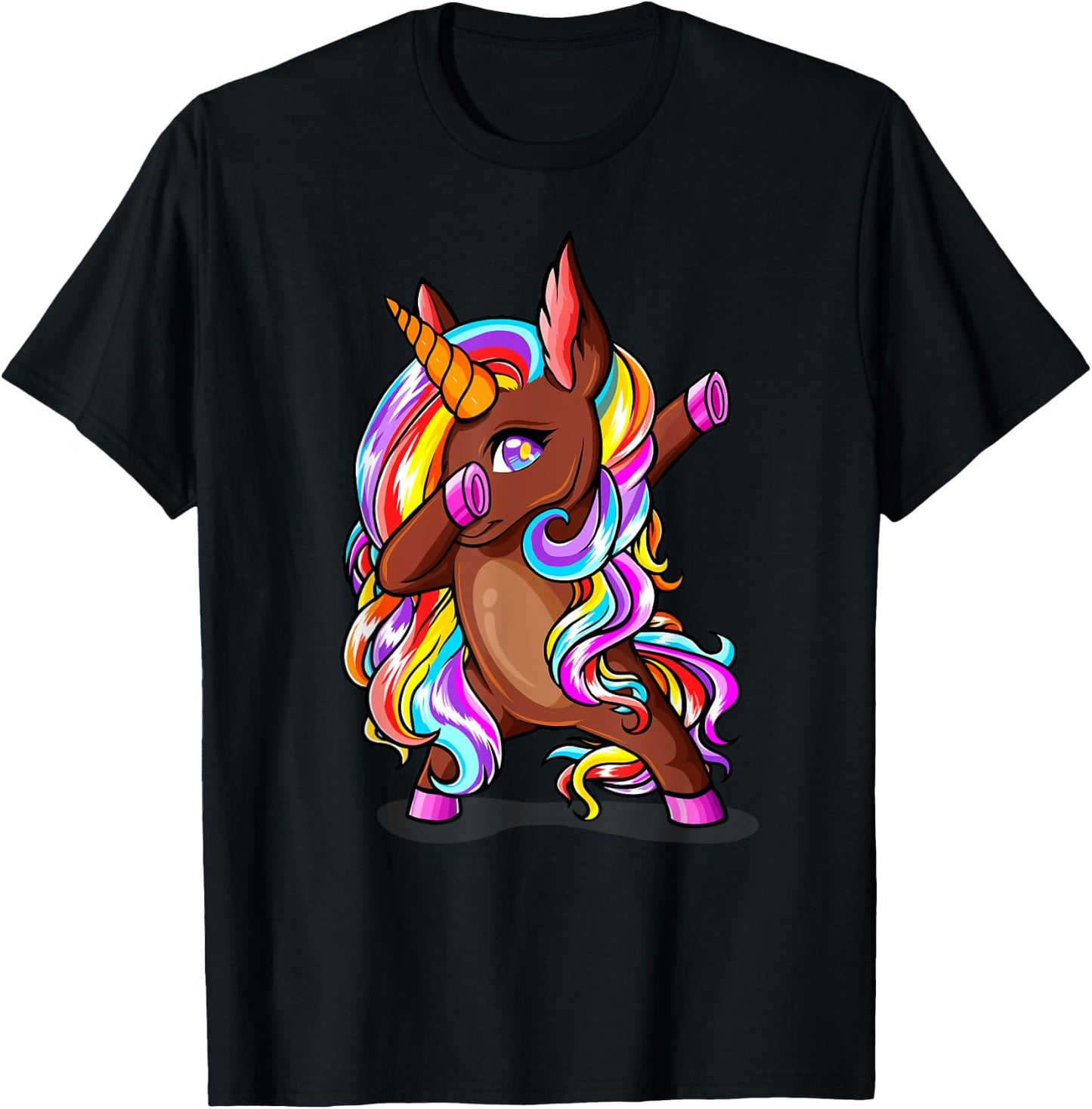 Dabbing Brown Skin Unicorn African American Woman Girl Gifts T-Shirt - T-Shirt | Black