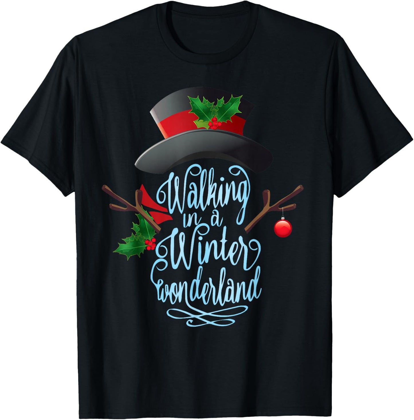 Walking in a Winter Wonderland Snowman Vintage Christmas T-Shirt - T-Shirt | Black