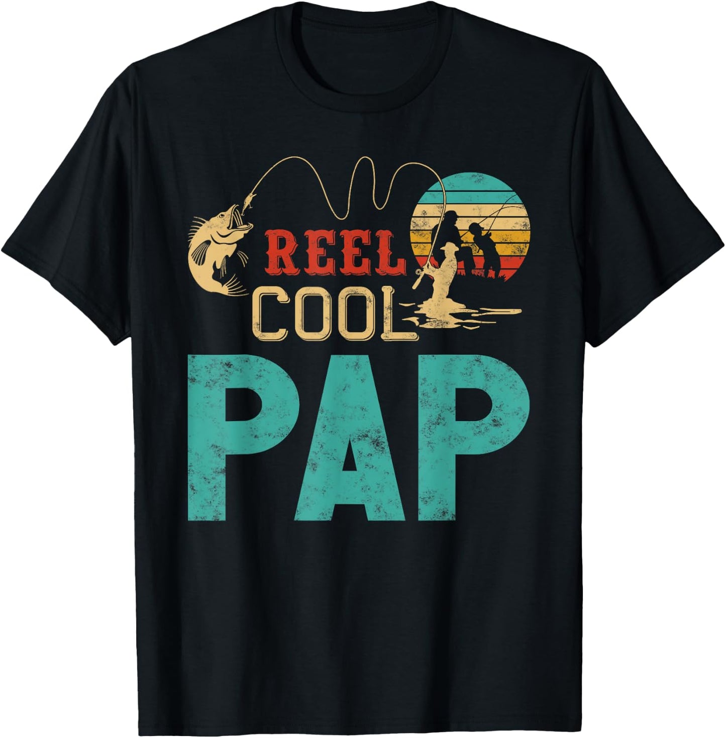 Reel cool Pap Fishing Father’s Day Gift Fisherman Pap T-Shirt - T-Shirt | Black