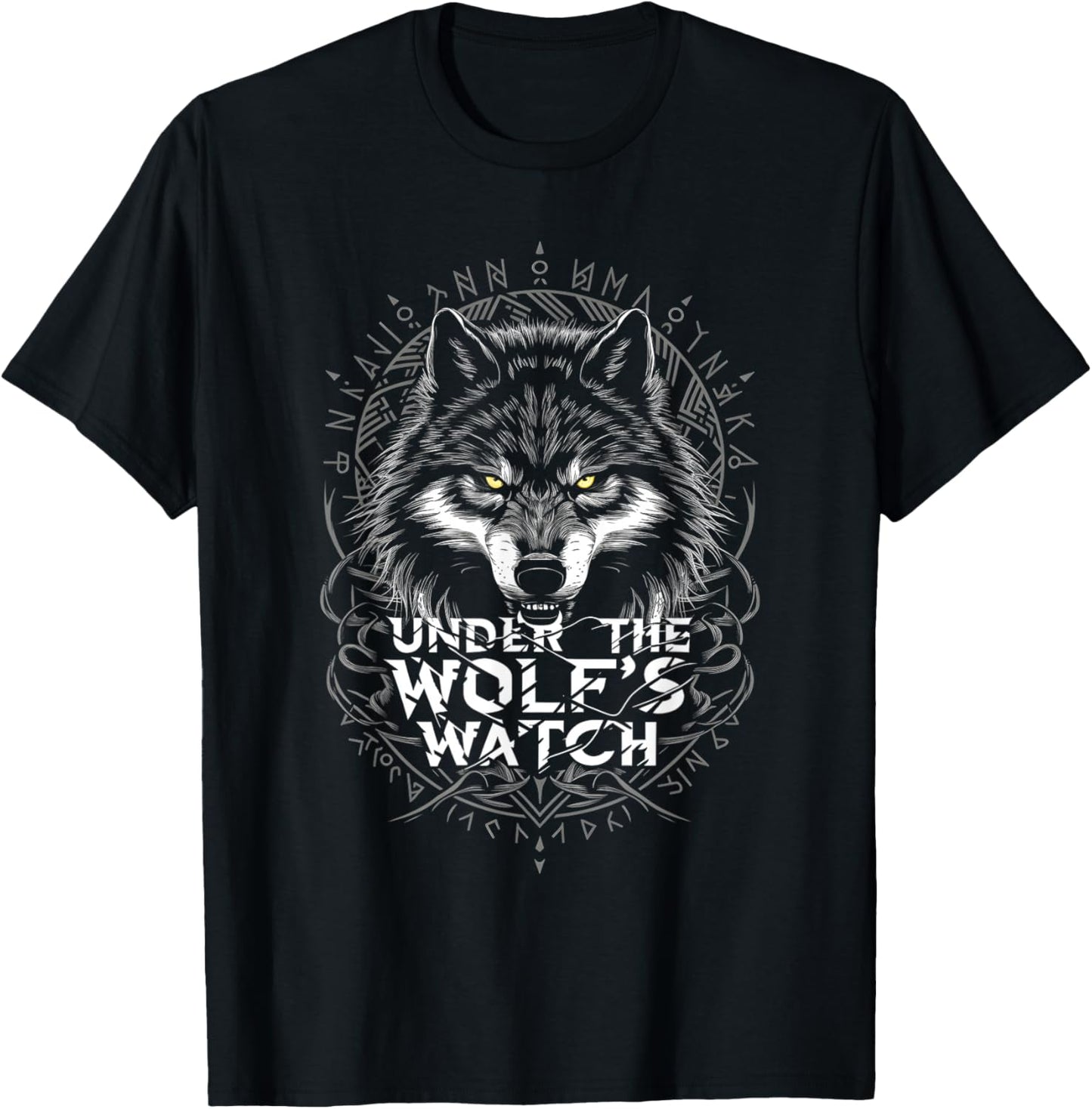 Viking Runes Wolf Under The Wolf's Watch Norse Mythology T-Shirt - T-Shirt | Black