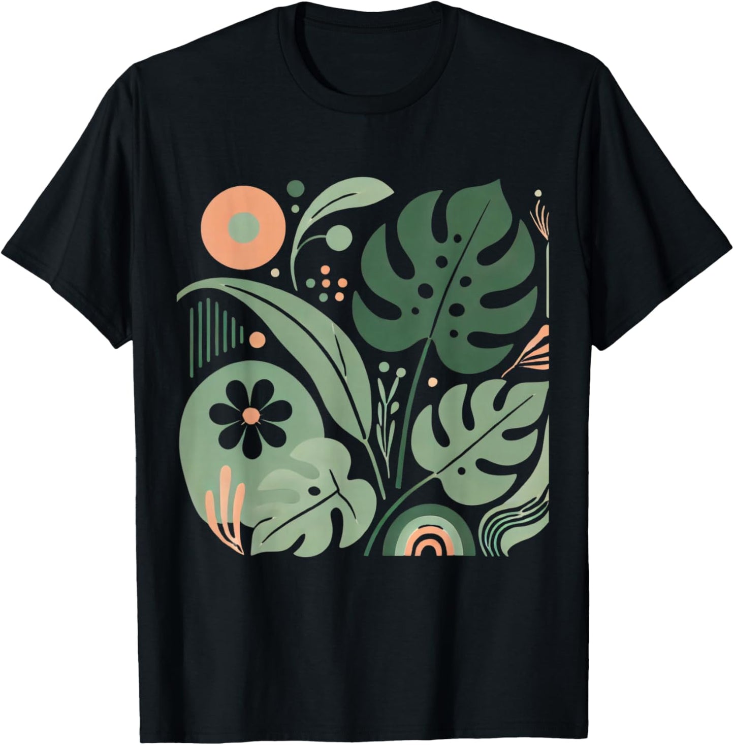 Monstera and Blooms, Monstera Design, Flora Lover. T-Shirt - T-Shirt | Black