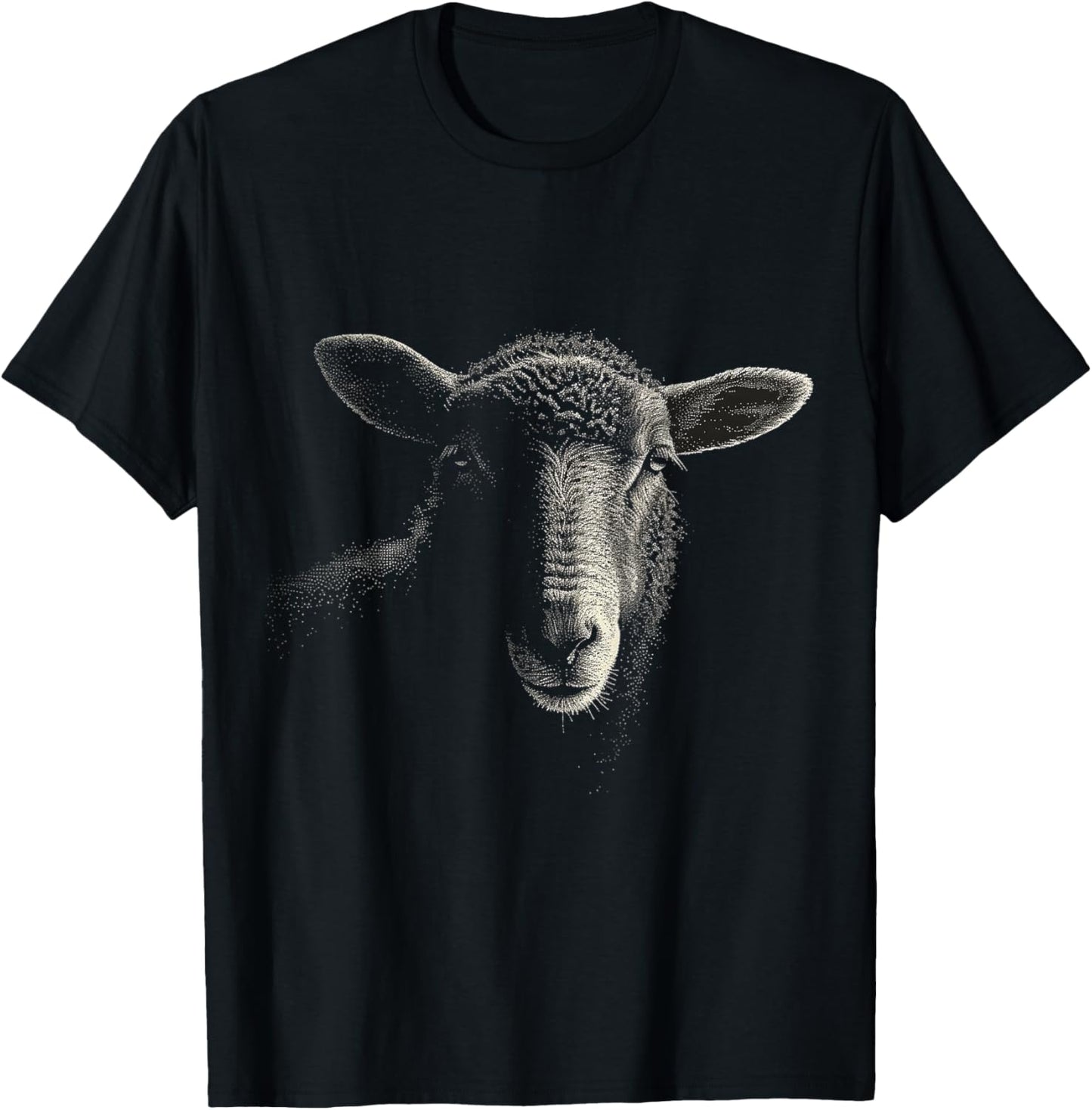 Sheep Pixel Portrait Animal Illlustration Artwork Sheep T-Shirt - T-Shirt | Black
