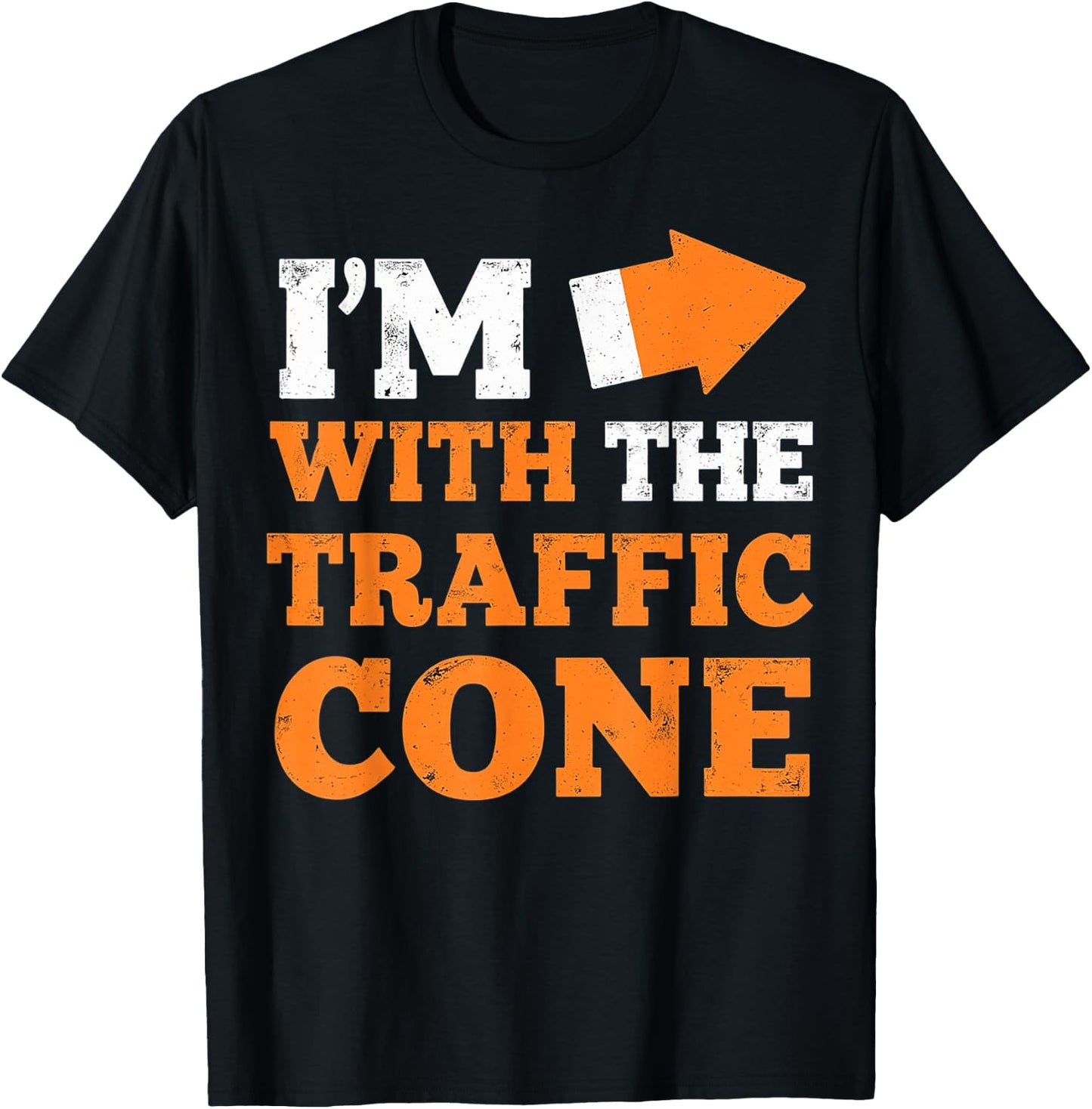 I'm With The Traffic Cone Funny Halloween Couple T-Shirt - T-Shirt | Black