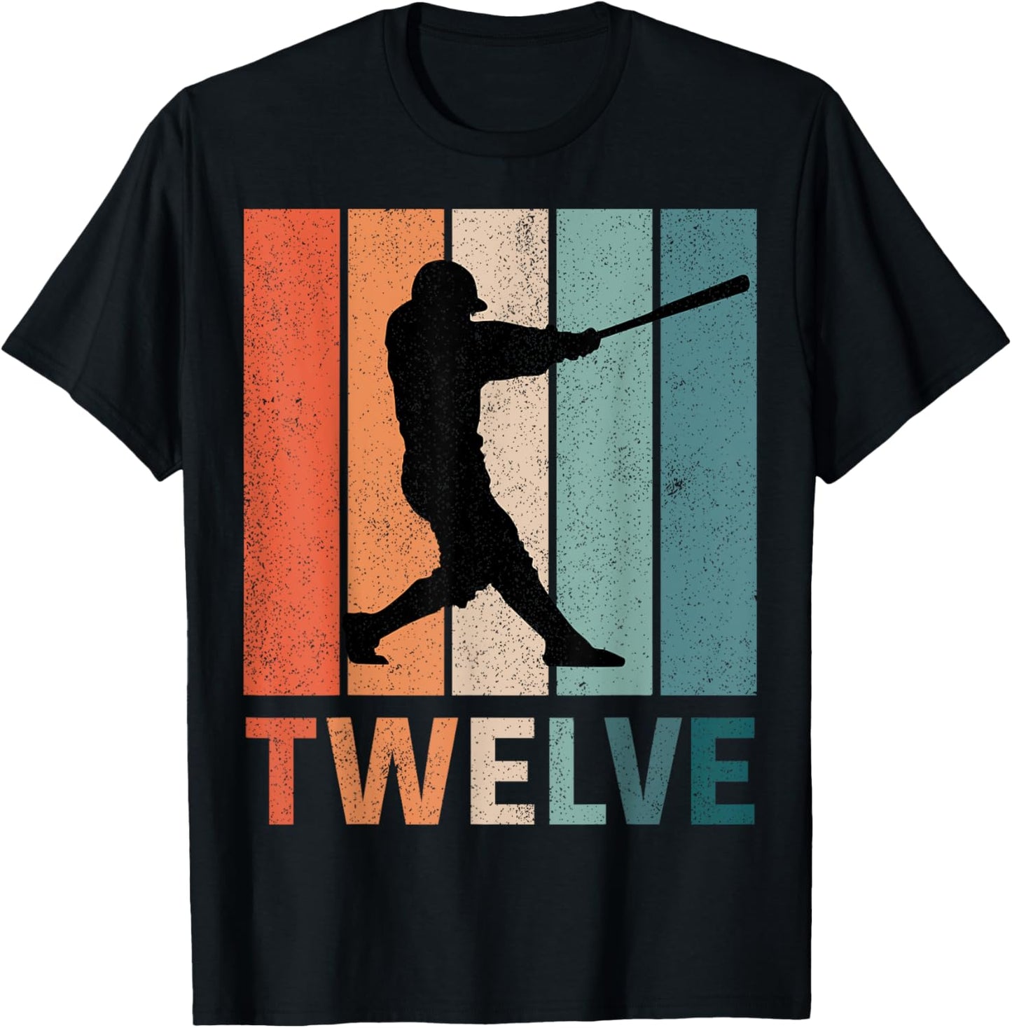 12th Birthday Retro Baseball Player Boys Kids 12 Years Old T-Shirt - T-Shirt | Black