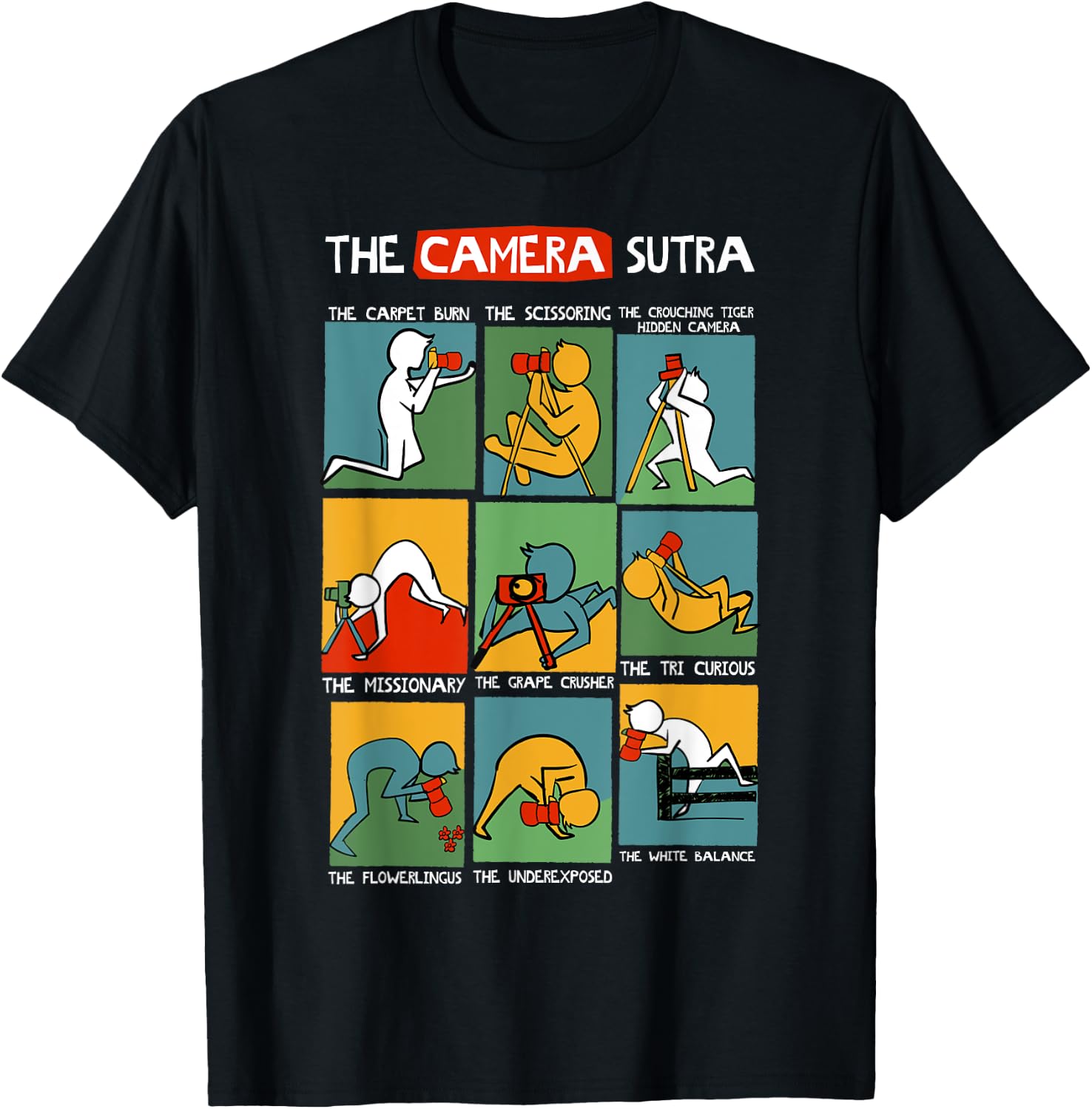Funny Camera Sutra Gift design design T-Shirt - T-Shirt | Black