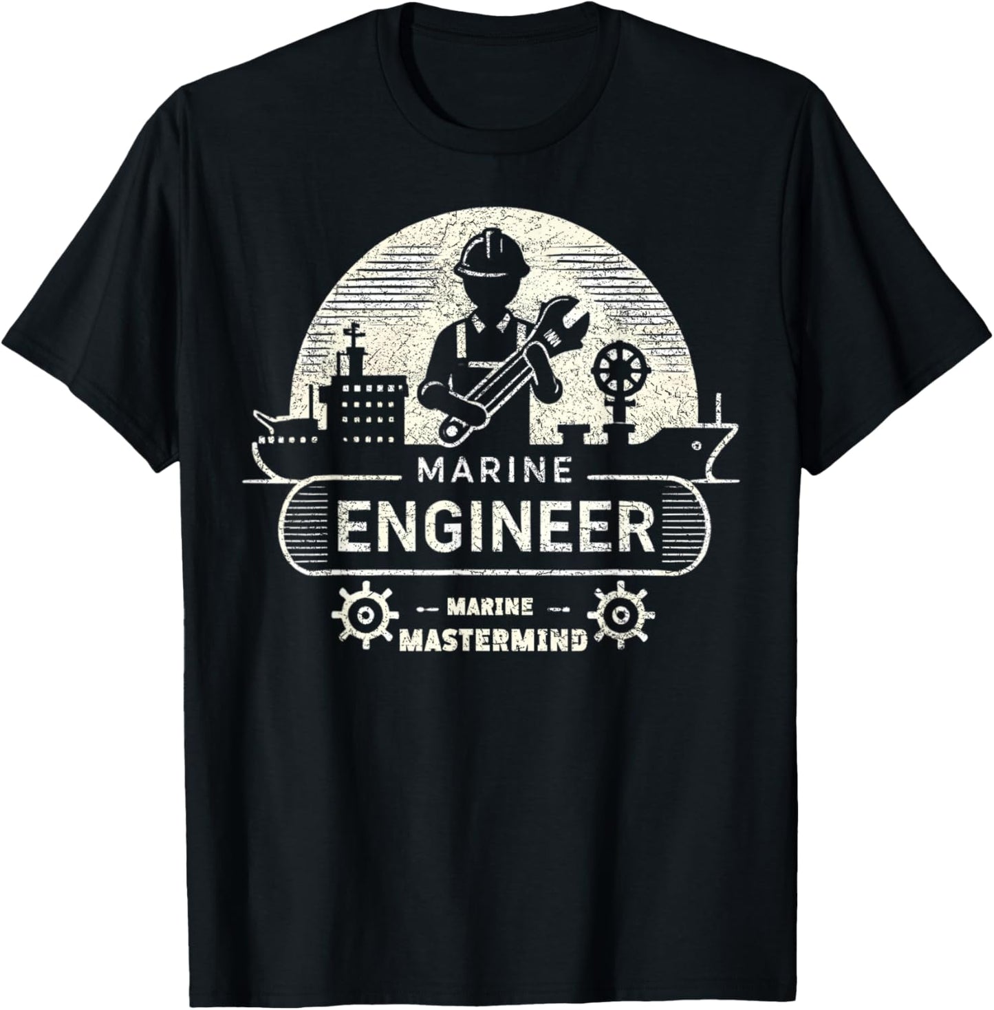 Marine Engineer Marine Mastermind Engineer Design T-Shirt - T-Shirt | Black