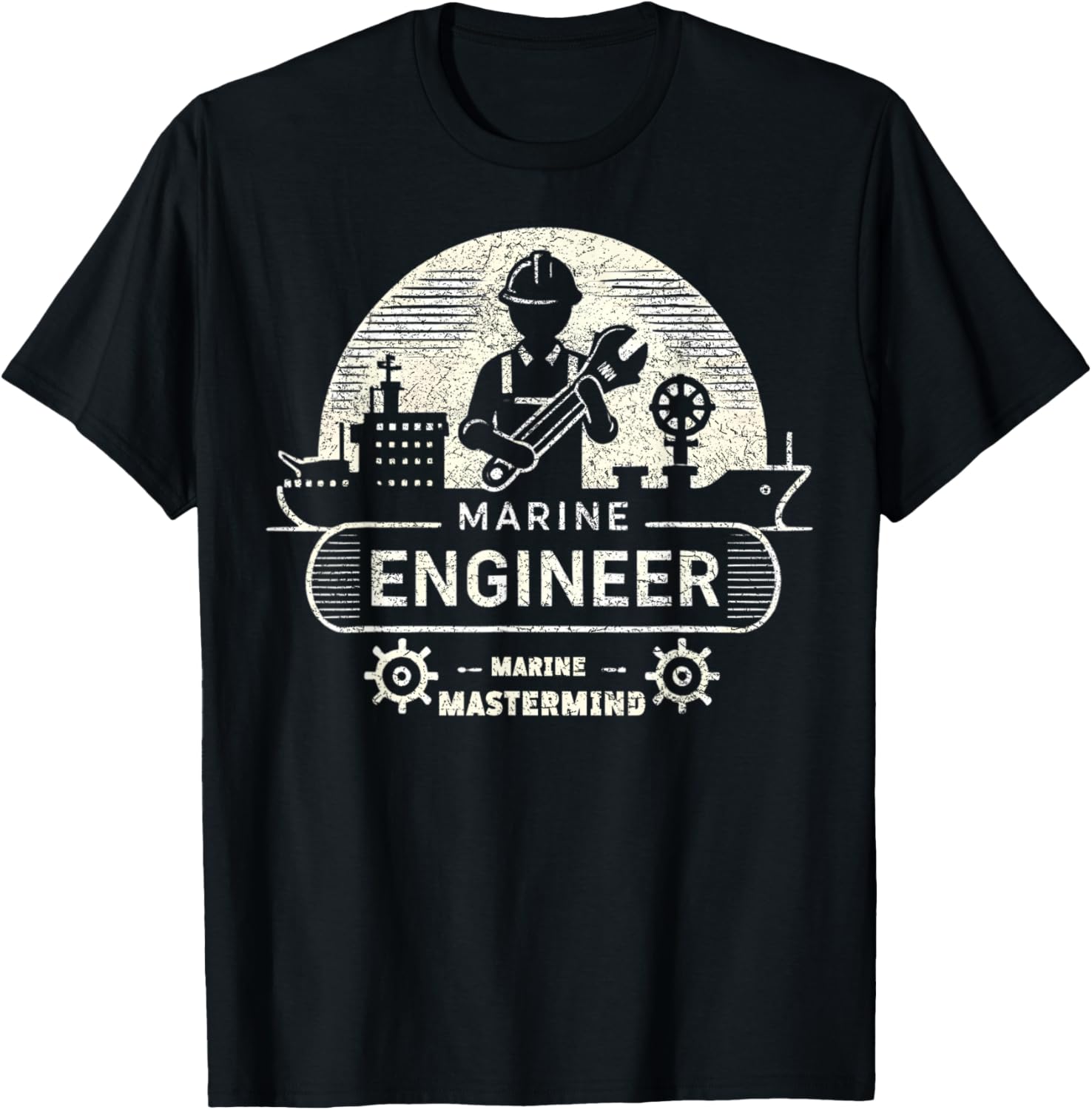 Marine Engineer Marine Mastermind Engineer Design T-Shirt - T-Shirt | Black