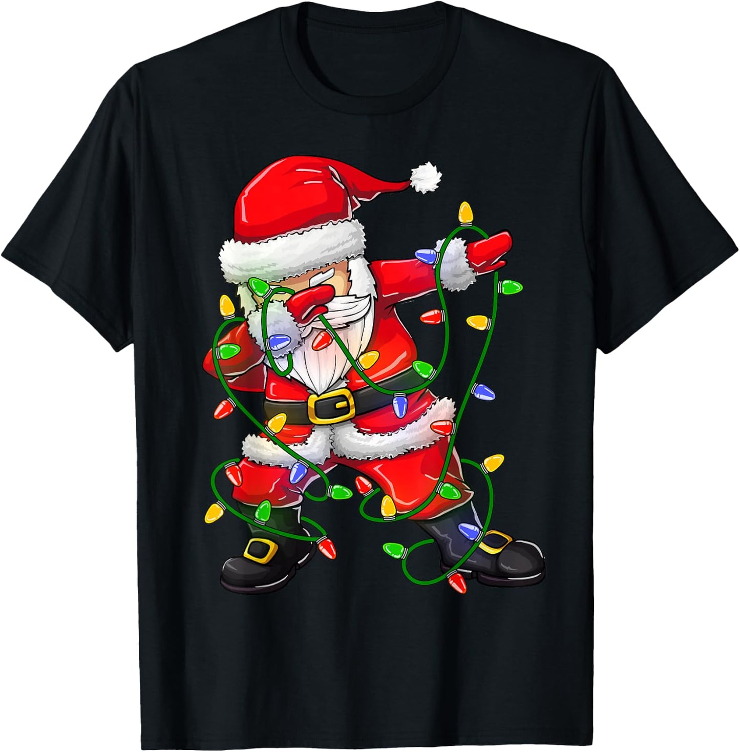 Dabbing Santa Funny Christmas Shirts Women 2024 Boys Girls T-Shirt - T-Shirt | Black
