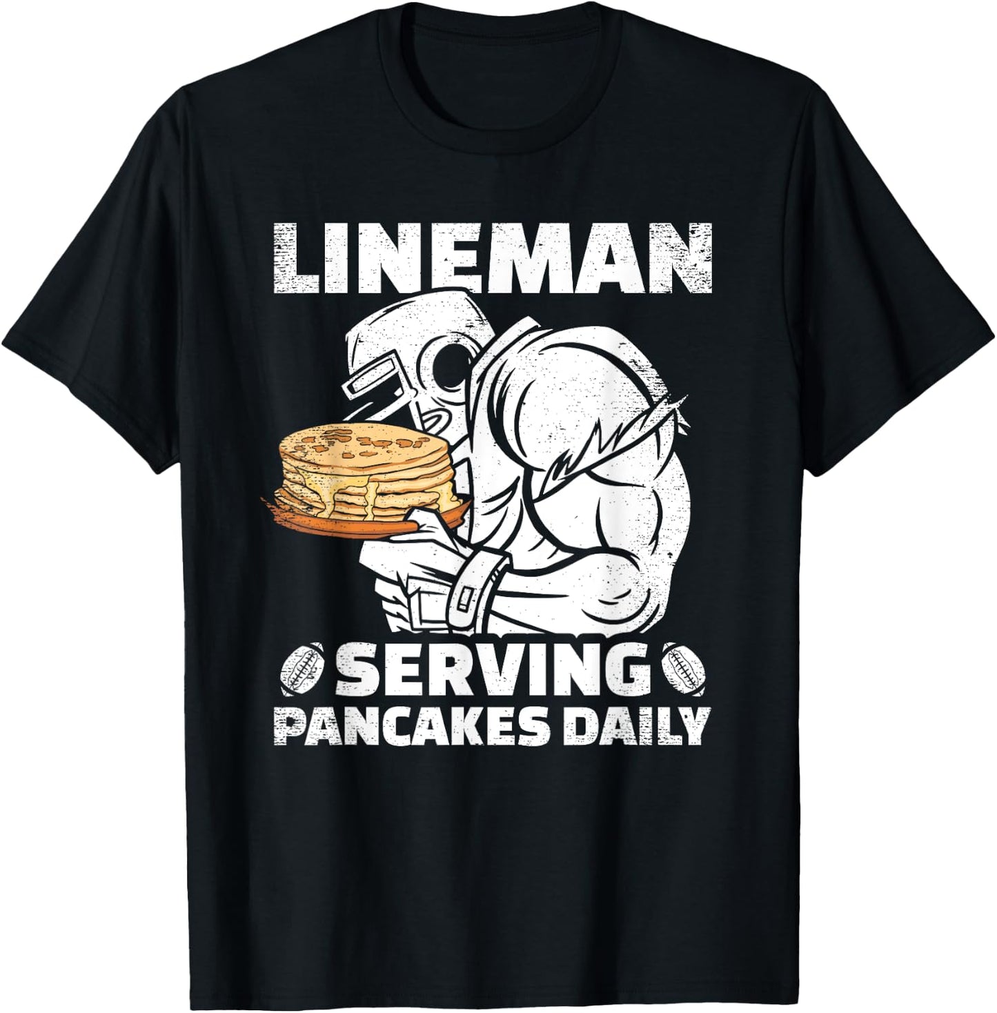 Lineman Serving Pancakes Daily Football Offensive Lineman T-Shirt - T-Shirt | Black