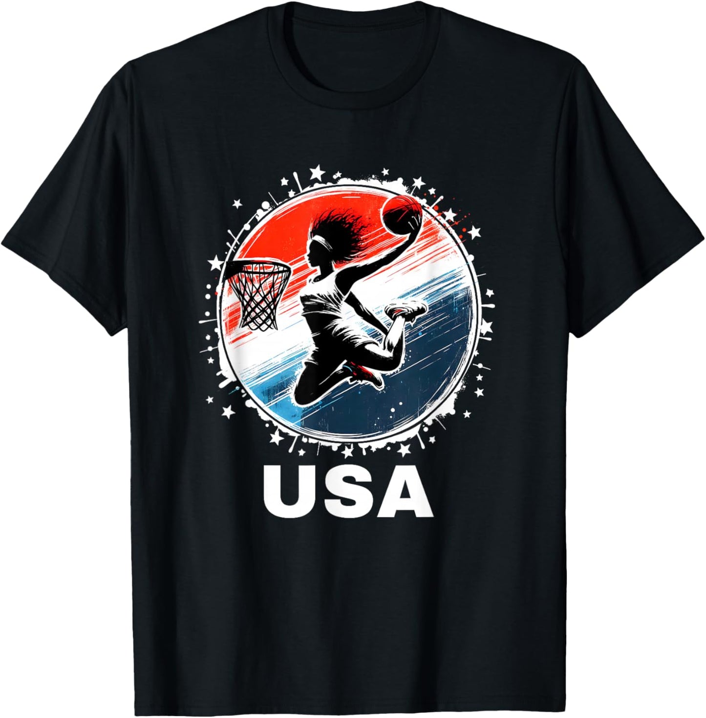 USA Team Basketball Shirt Basketball Women Basketball USA T-Shirt - T-Shirt | Black