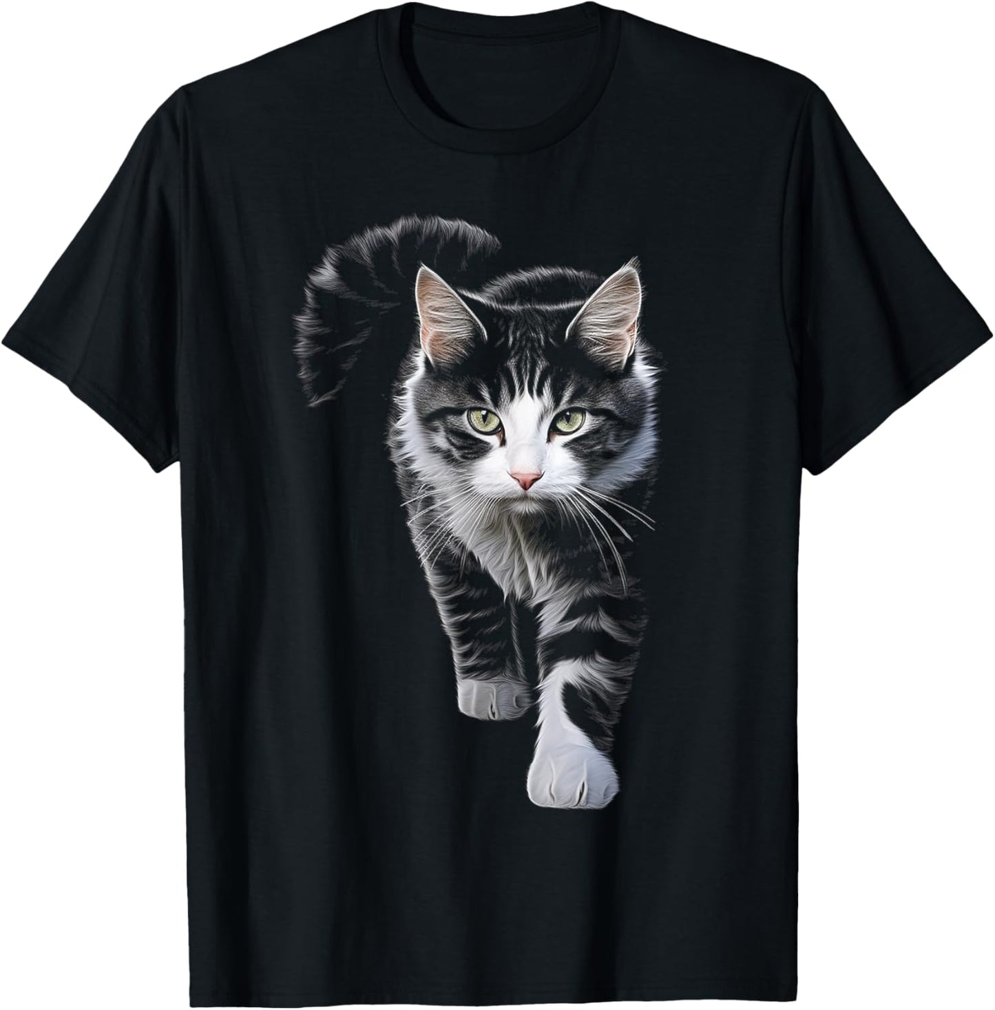 Cat Drawing Animal Art Motif Cat T-Shirt - T-Shirt | Black