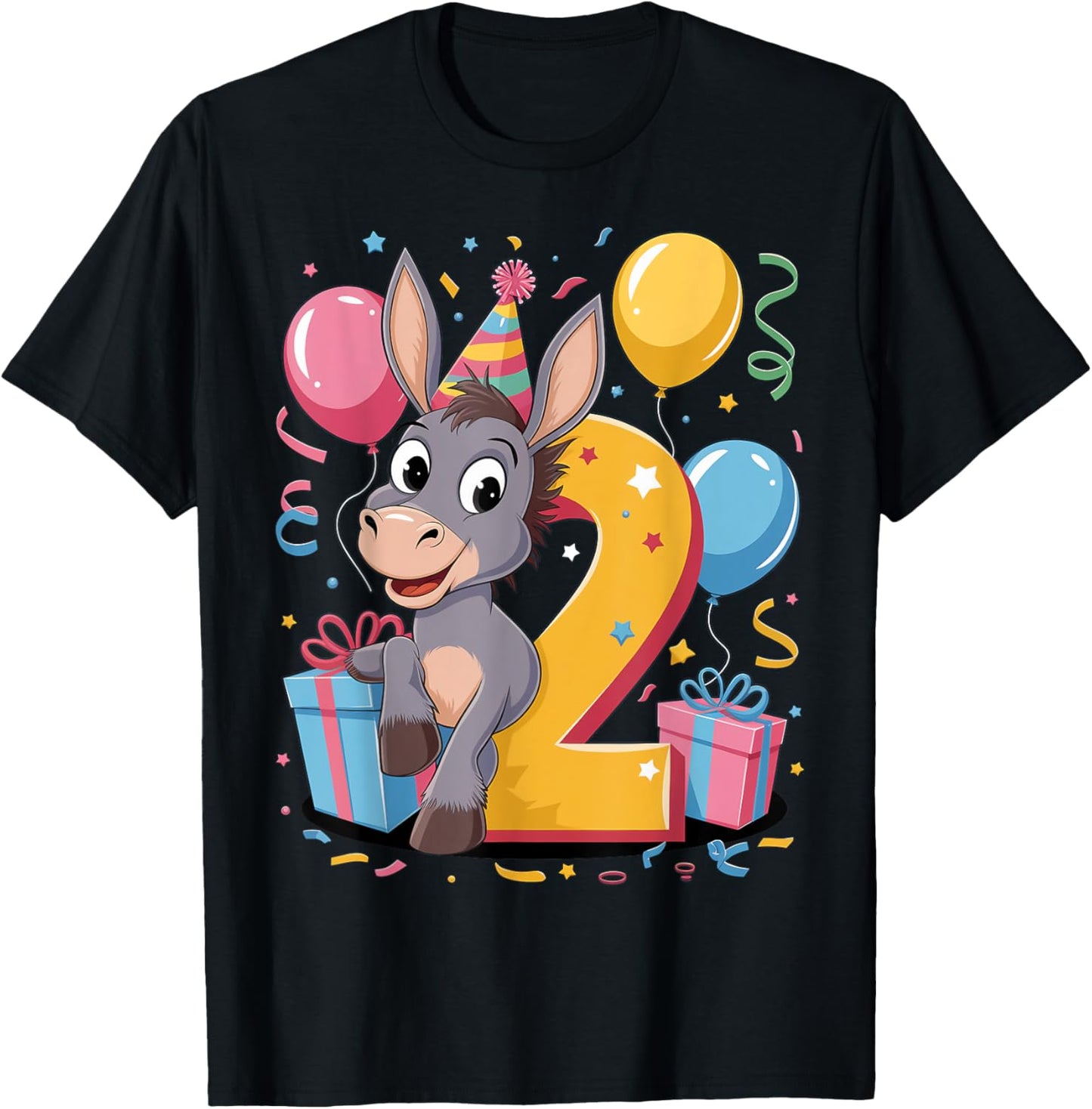 Donkey 2nd birthday boy girl 2 years old second two Donkey T-Shirt - T-Shirt | Black