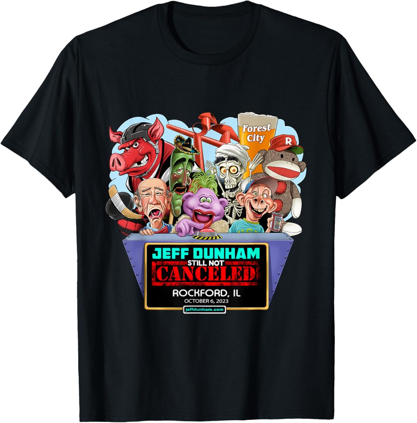 Jeff Dunham Rockford, IL (2023) T-Shirt - T-Shirt | Black