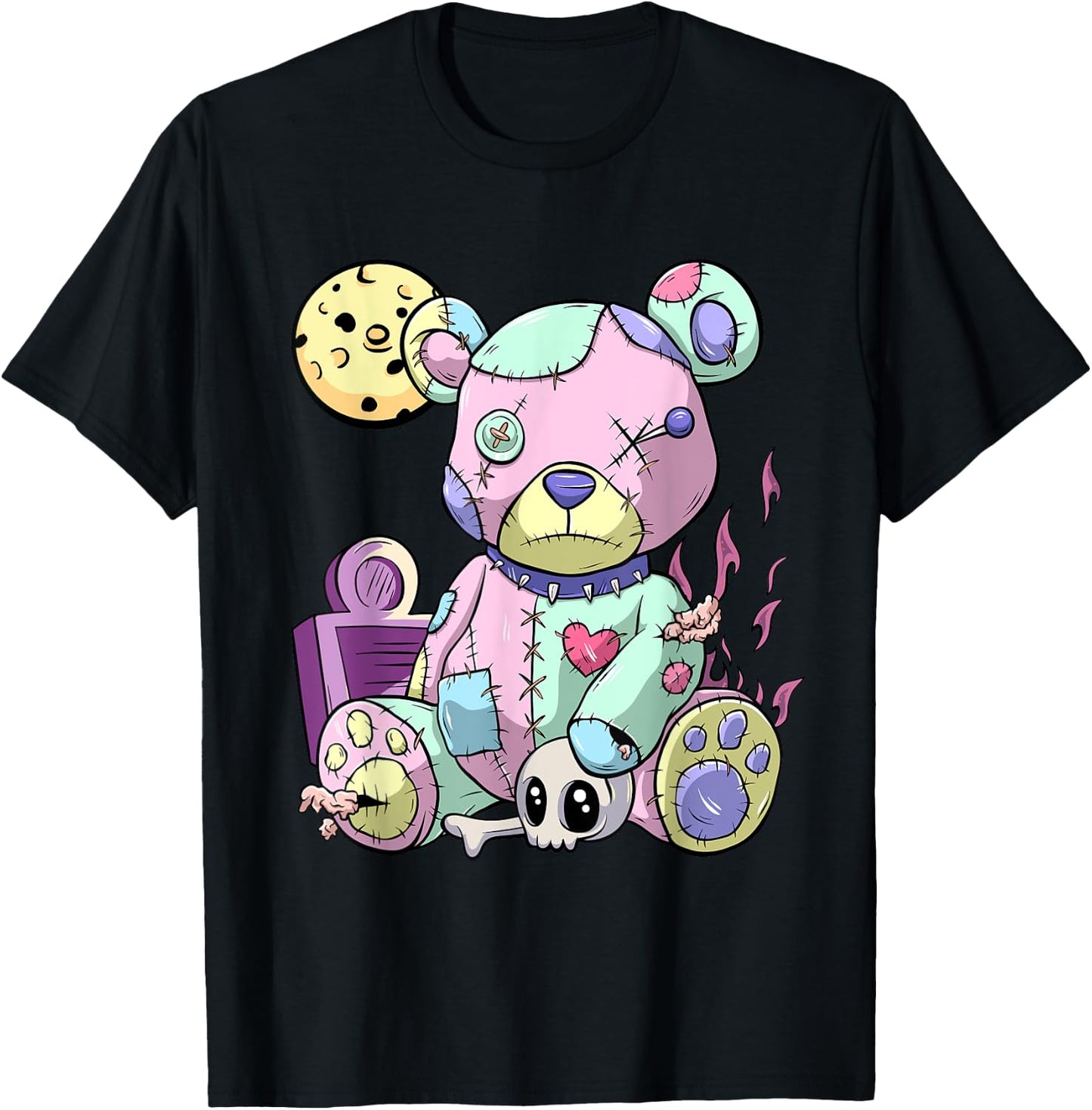 Kawaii Pink Pastel Goth Cute Creepy Teddy Bear Anime T-Shirt - T-Shirt | Black