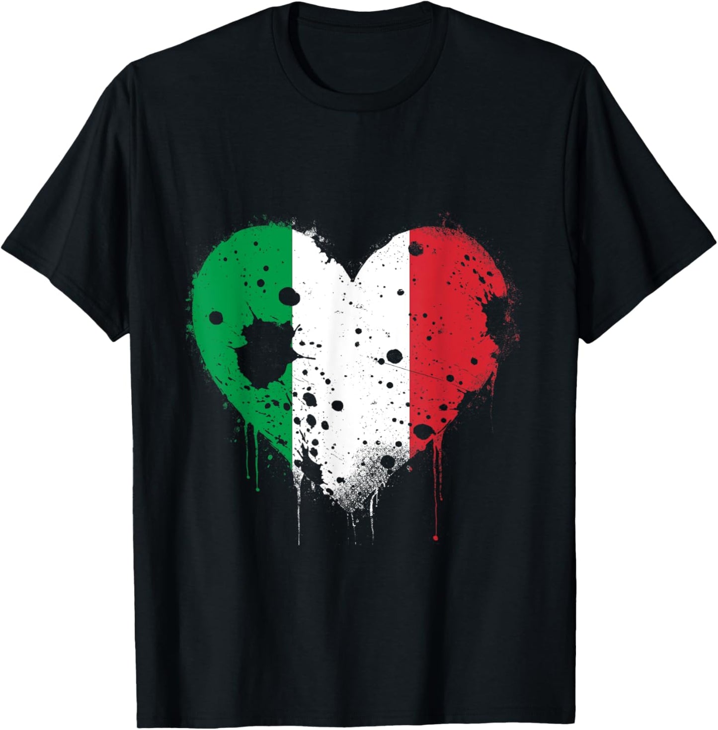 Italian Flag with Heart Shaped Roots T-Shirt - T-Shirt | Black