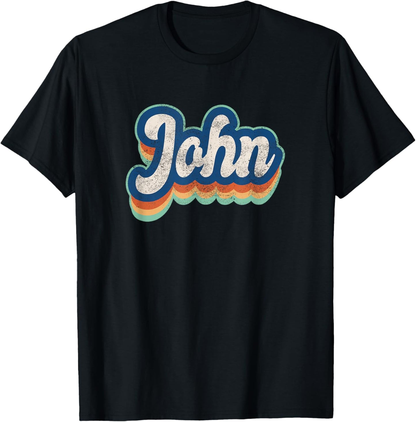 John First Name Boy Vintage Style 70s 80s Personalized T-Shirt - T-Shirt | Black