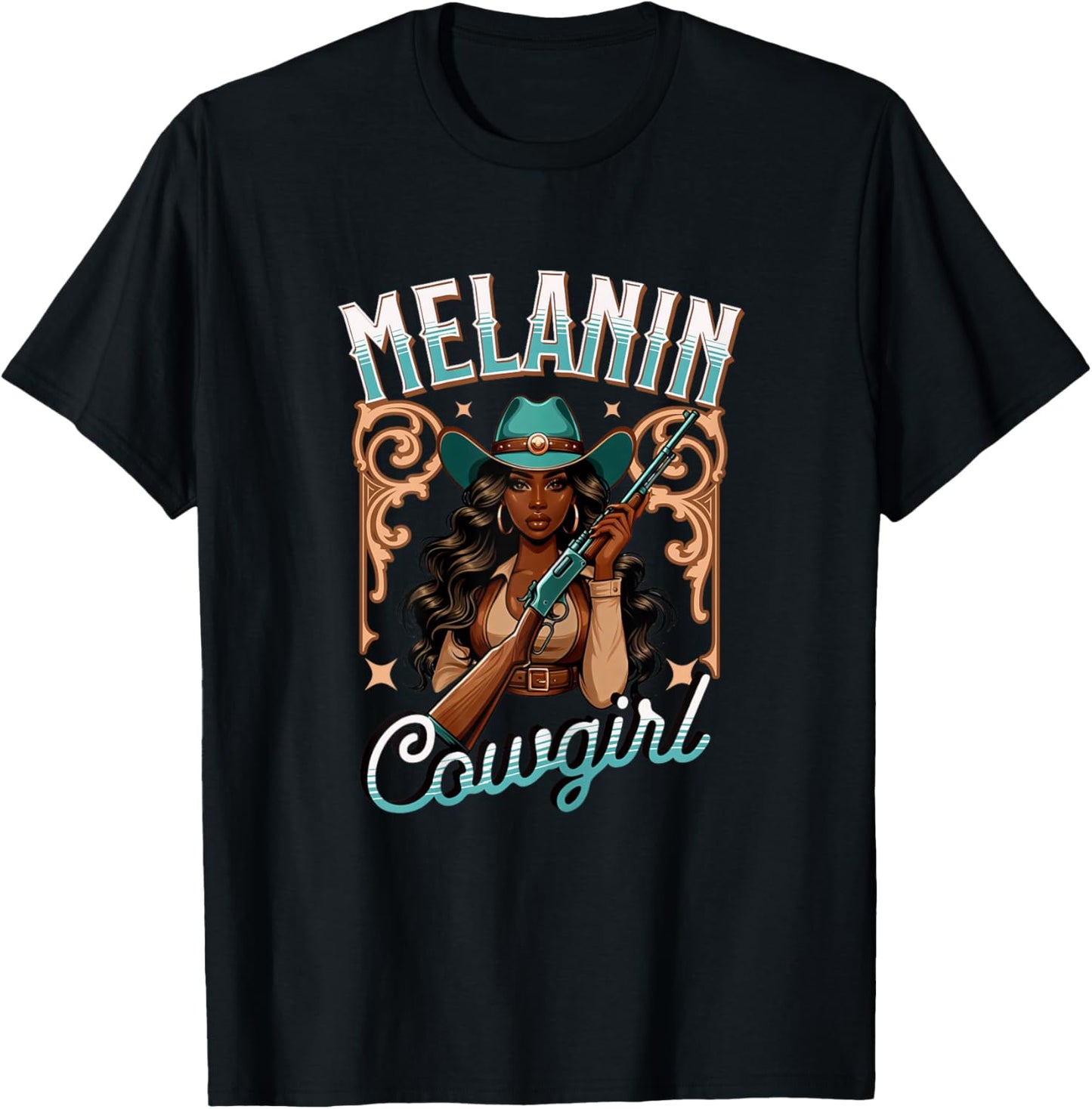 Melanin Cowgirl Rodeo Queen Country Girl African American T-Shirt - T-Shirt | Black