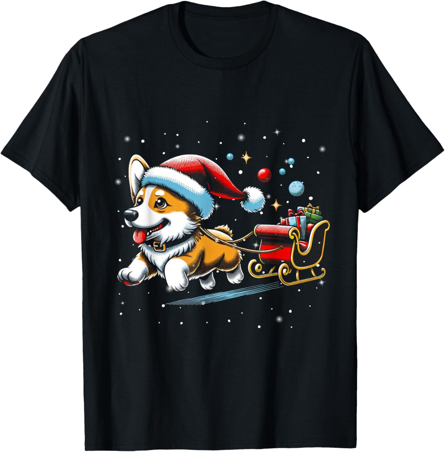 Corgi Santa Christmas Tree Lights, Funny Ugly Pajamas Women T-Shirt - T-Shirt | Black