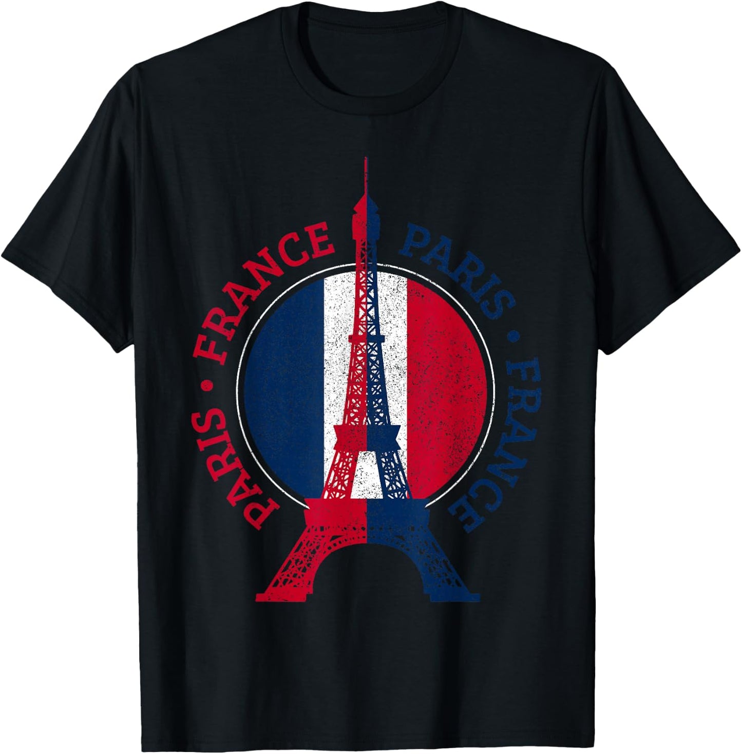 Paris France Eiffel Tower France Flag Travel Souvenir T-Shirt - T-Shirt | Black