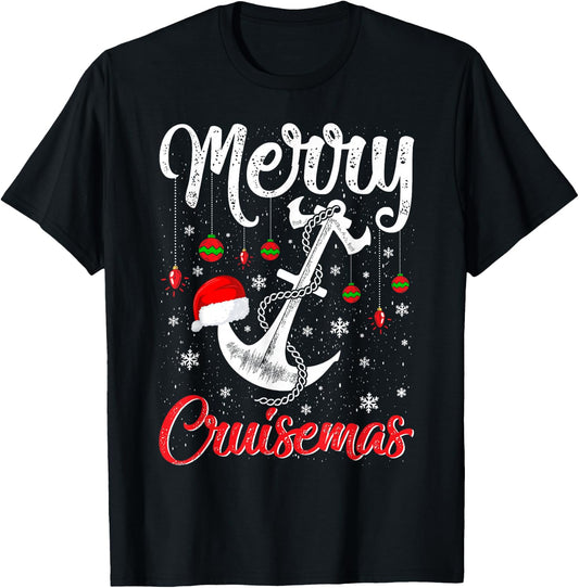 Merry Cruisemas Ugly Christmas Sweater Cruise Ship T-Shirt - T-Shirt | Black