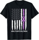 USA Flag Ribbon, Purple Up! Month for Military Children Kids Men T-Shirt - T-Shirt | Black