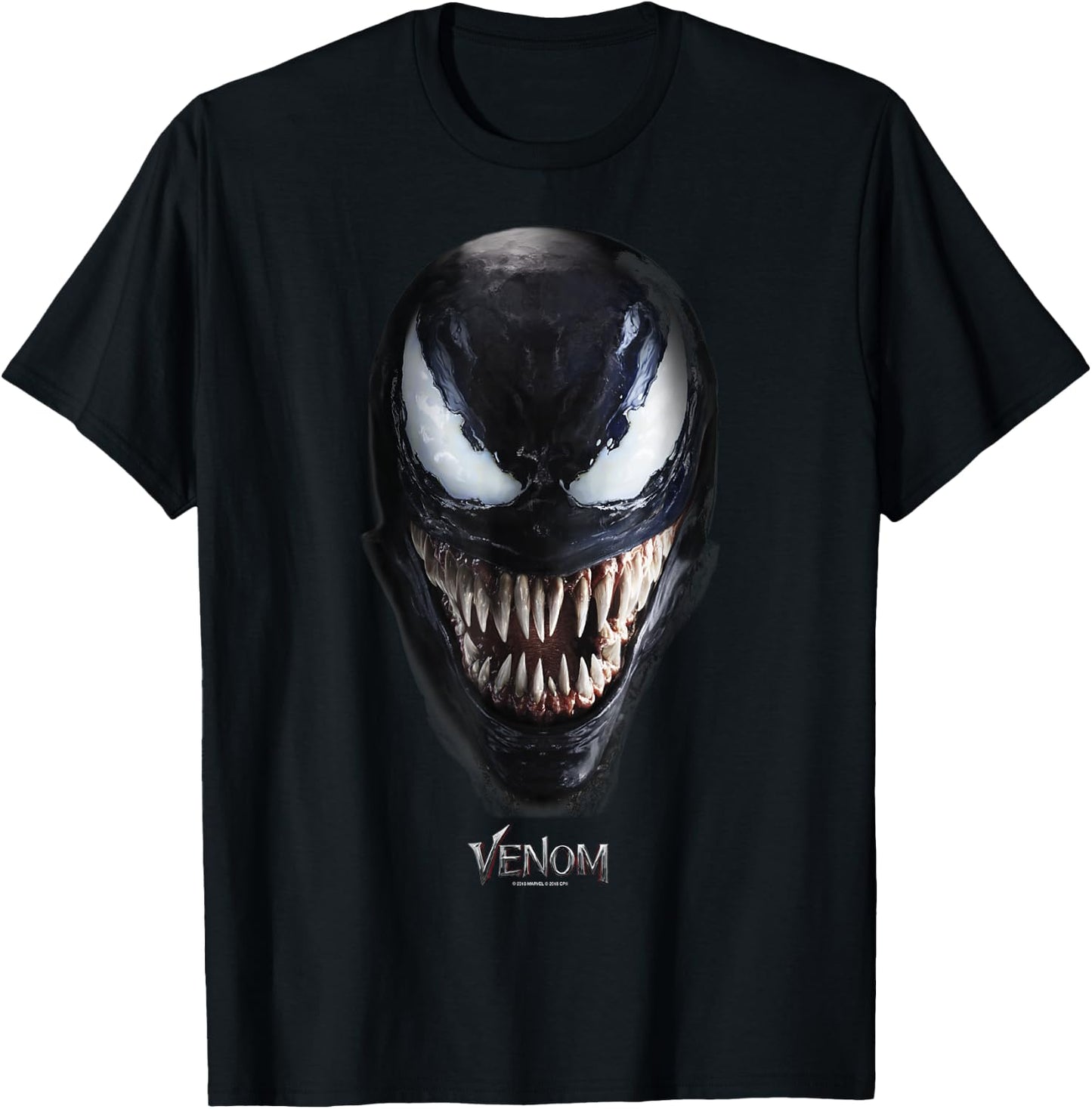 Marvel Venom Up Close Face Grin Small T-Shirt - T-Shirt | Black