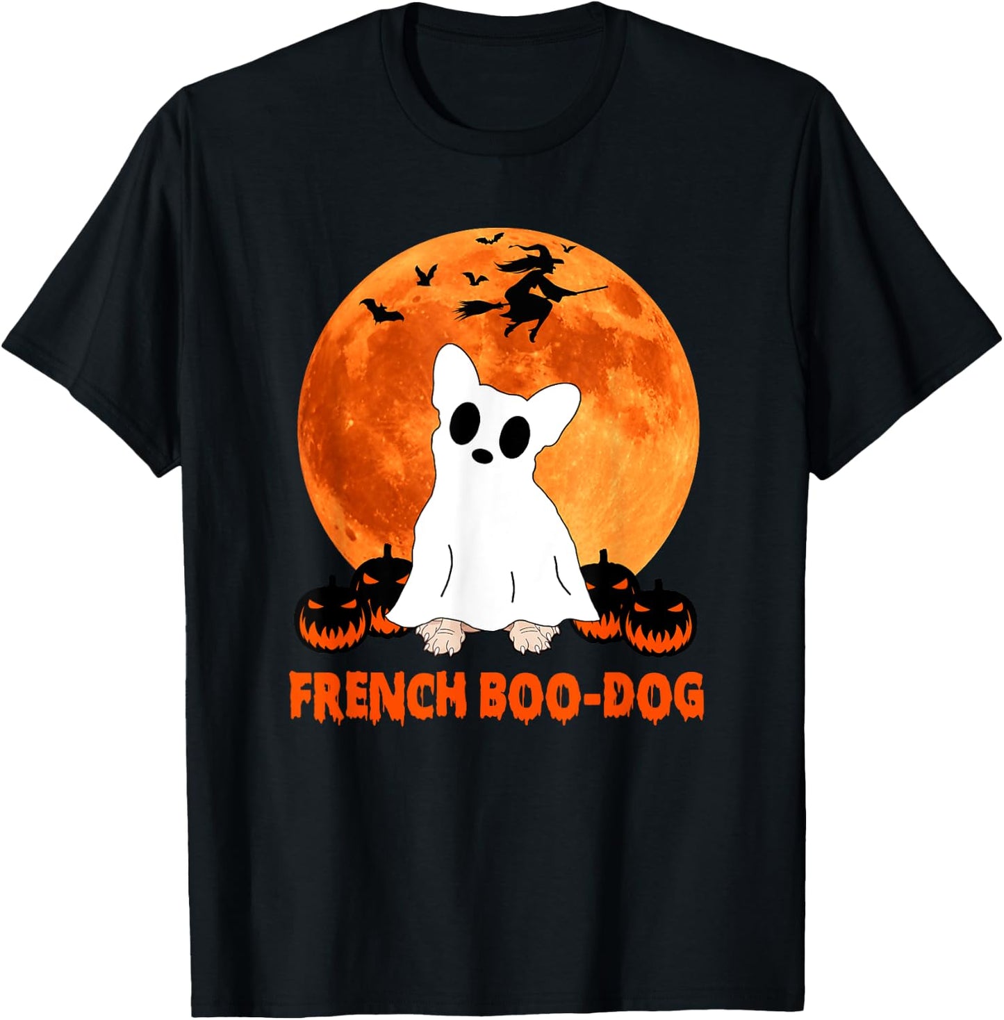 French Boo-Dog Funny French Bulldog Halloween Men Women Kids T-Shirt - T-Shirt | Black