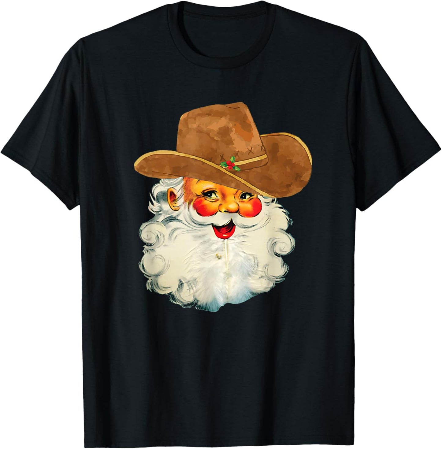 Santa Cowboy Western Christmas Xmas Holiday Pajamas T-Shirt - T-Shirt | Black