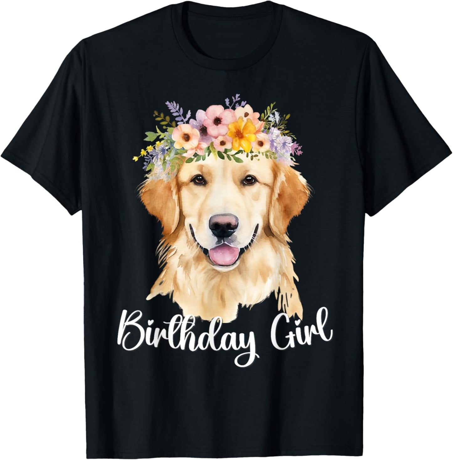 Dog Birthday Girl Golden Retriever Mom Birthday Party outfit T-Shirt - T-Shirt | Black