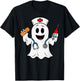 Nurse Ghost Scrub Cute Halloween Costume For Nurses Women RN T-Shirt - T-Shirt | Black