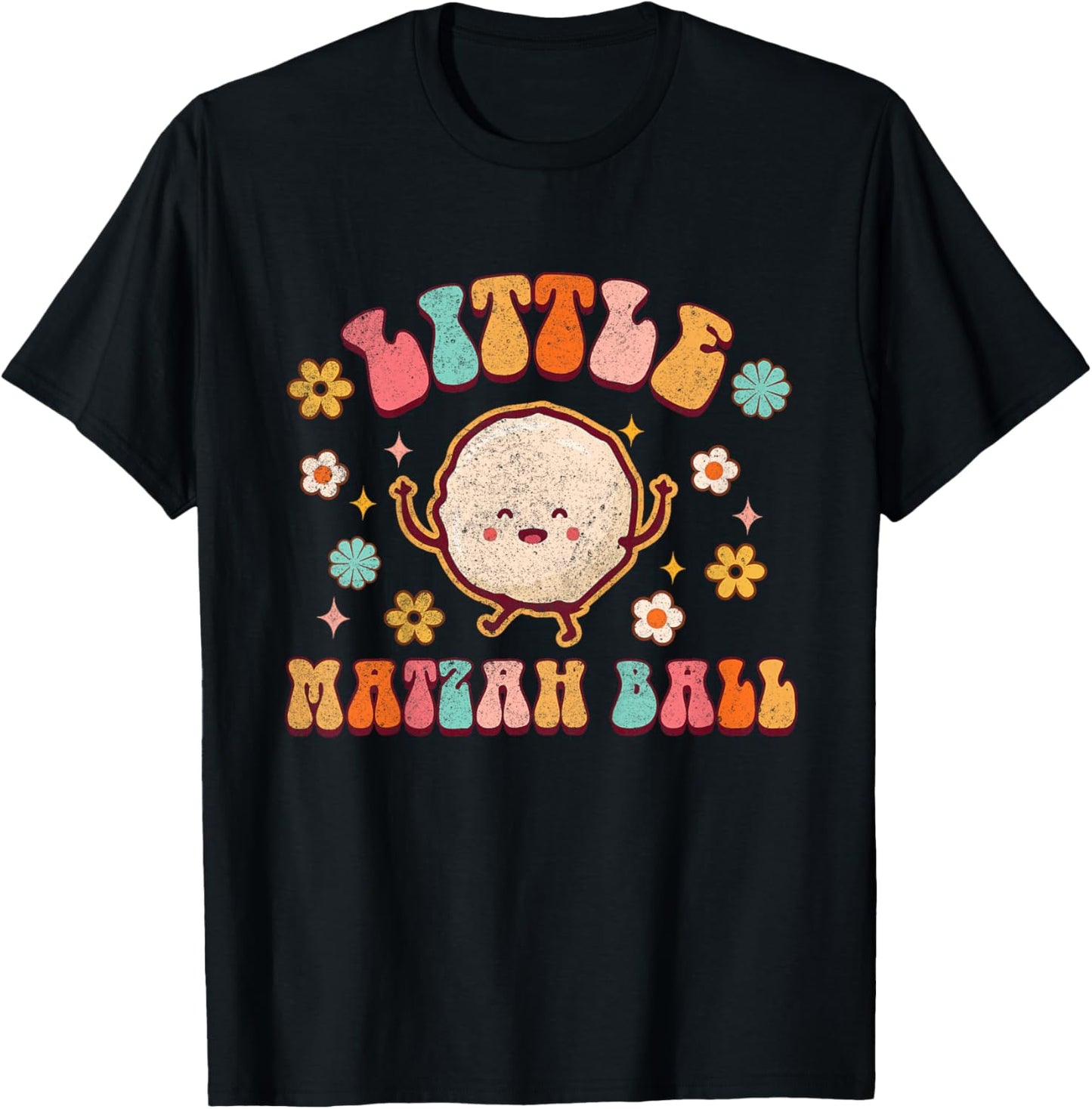 Little Matzah Ball Cute Jewish Baby Shower Passover Groovy T-Shirt - T-Shirt | Black