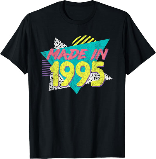 Made in 1995 Retro Vintage 30th Birthday T-Shirt - T-Shirt | Black