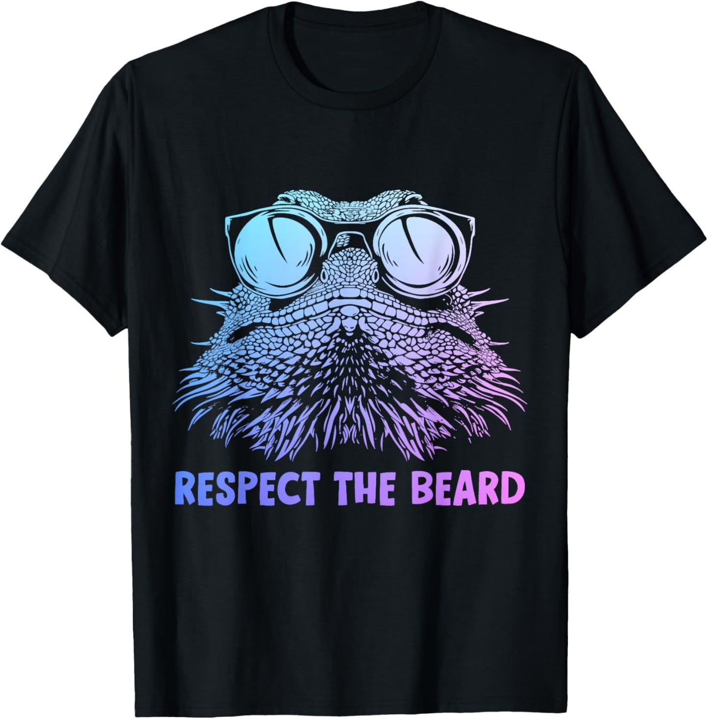 Bearded Dragon Respect The Beard Funny Reptile T-Shirt - T-Shirt | Black