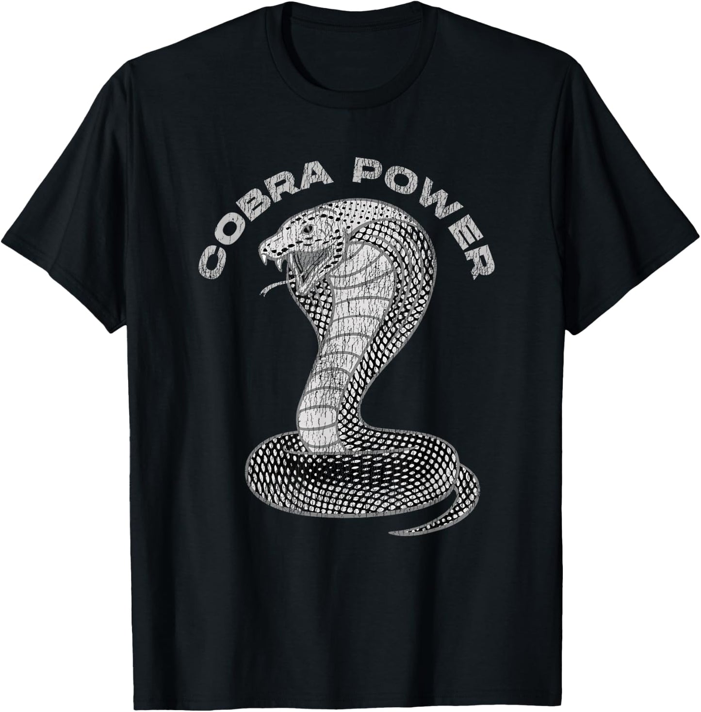 Vintage Distressed King Cobra Power Snake Muscle Car Karate T-Shirt - T-Shirt | Black