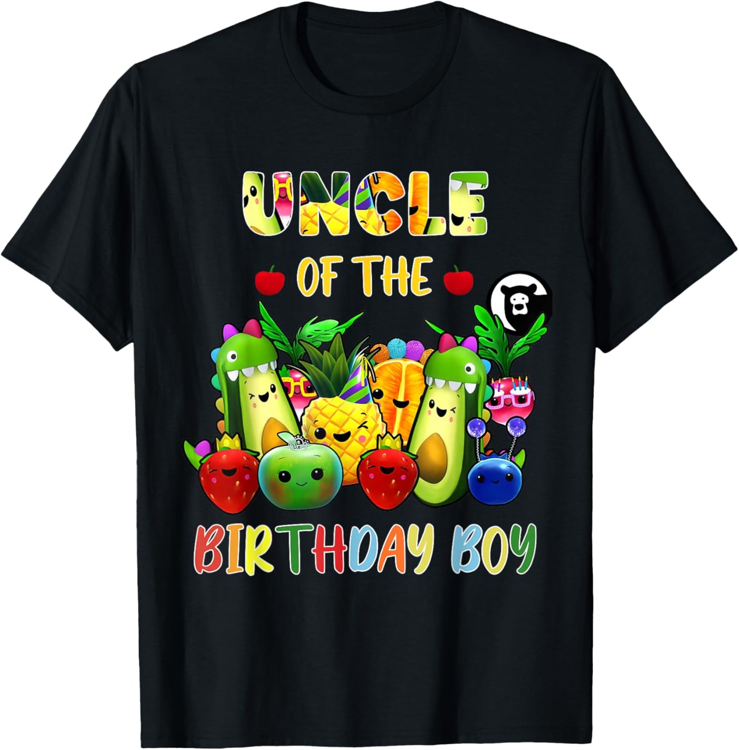 Uncle Of The Birthday Boy Family Fruit Birthday Hey Bear T-Shirt - T-Shirt | Black