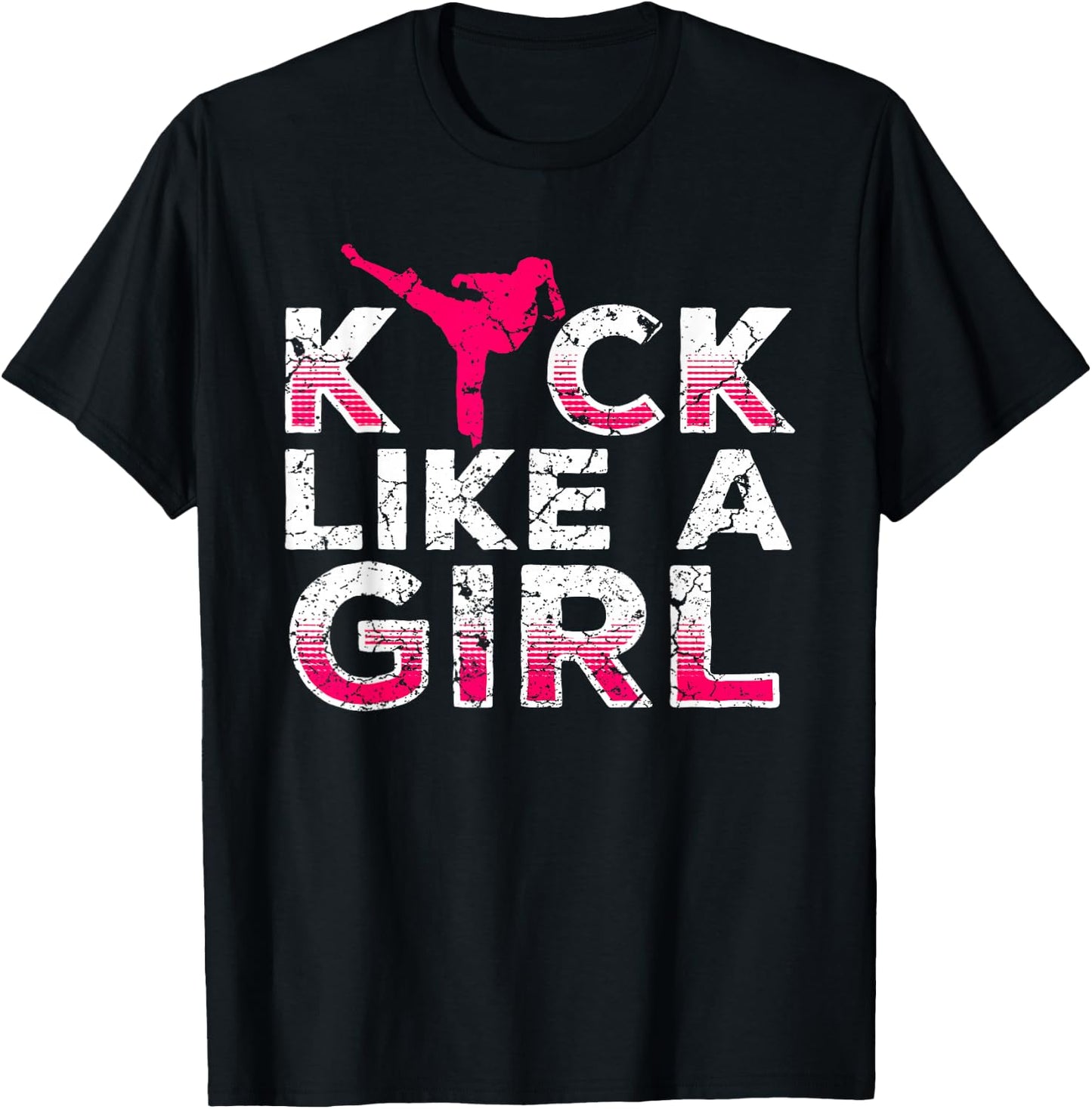 I Kick Like A Girl-Karate Kickboxing Girls T-Shirt - T-Shirt | Black