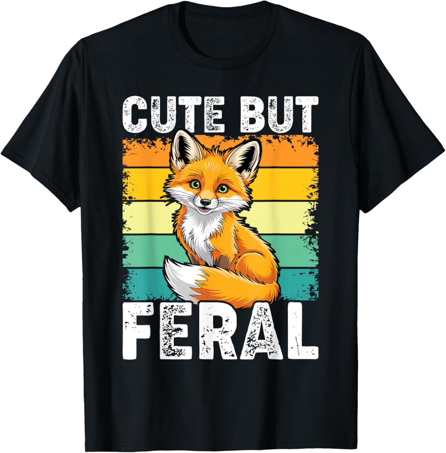 Funny Cute But Feral Fox Toddler Boy Girl T-Shirt - T-Shirt | Black
