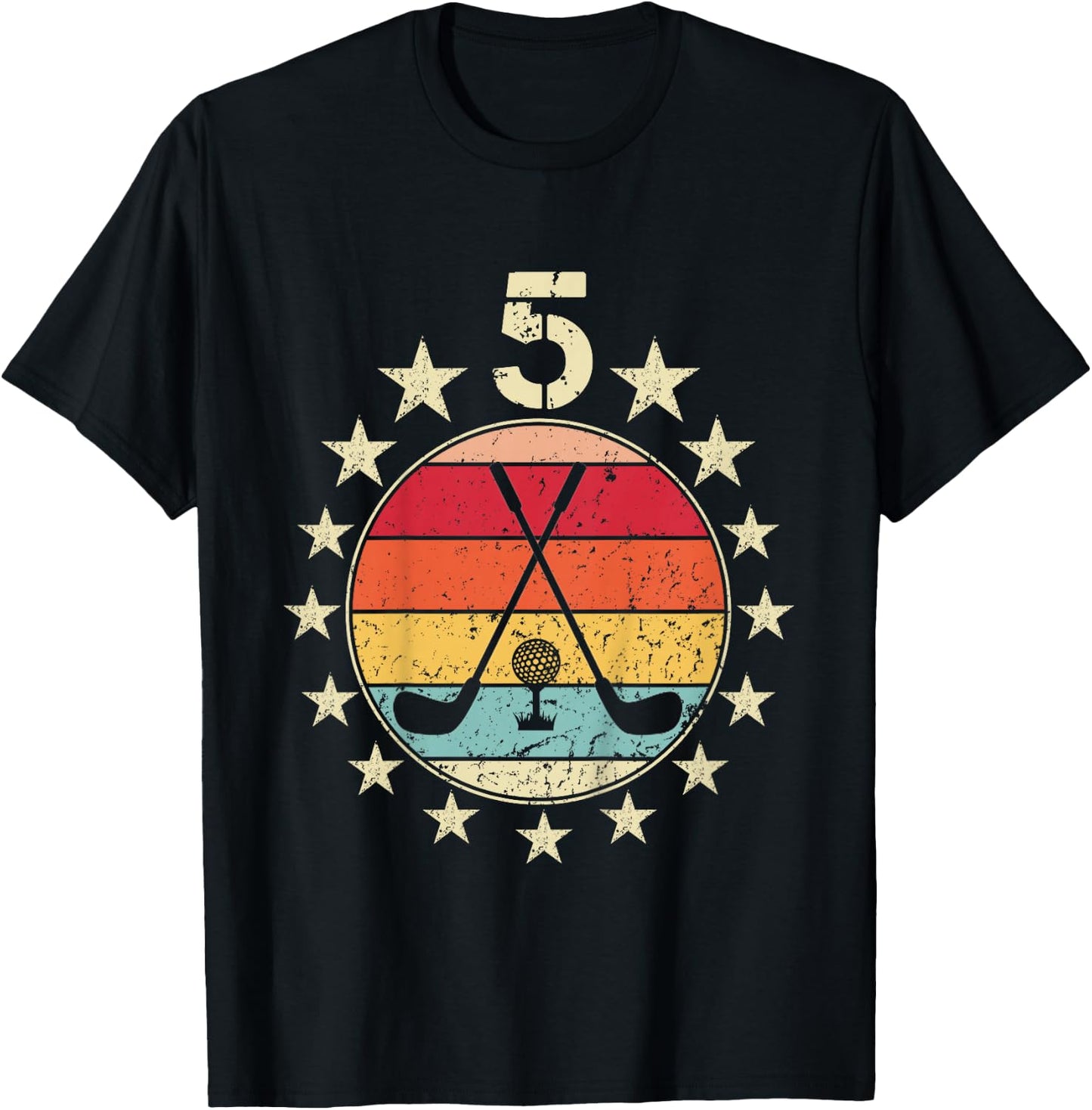 Kids Golf Birthday 5 Year Old Boy Girl Golf 5th Birthday T-Shirt - T-Shirt | Black